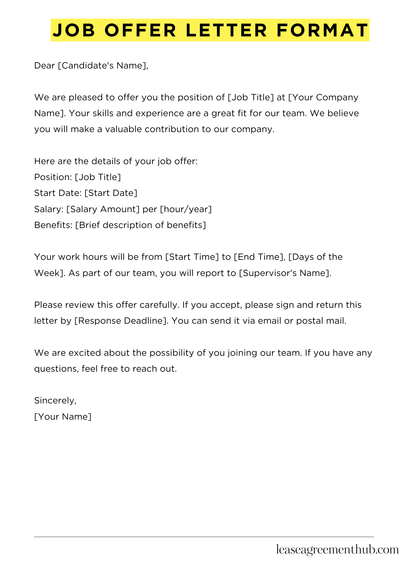 Job Offer Letter Format