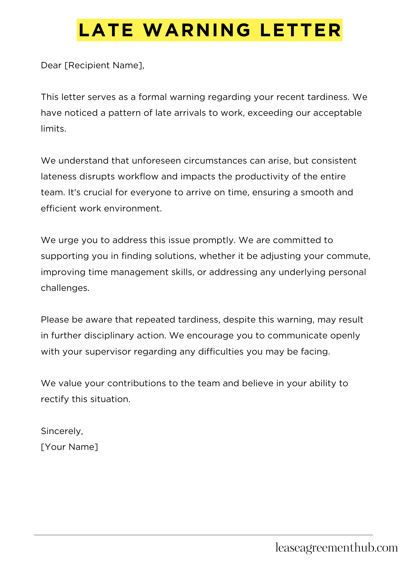 Late Warning Letter