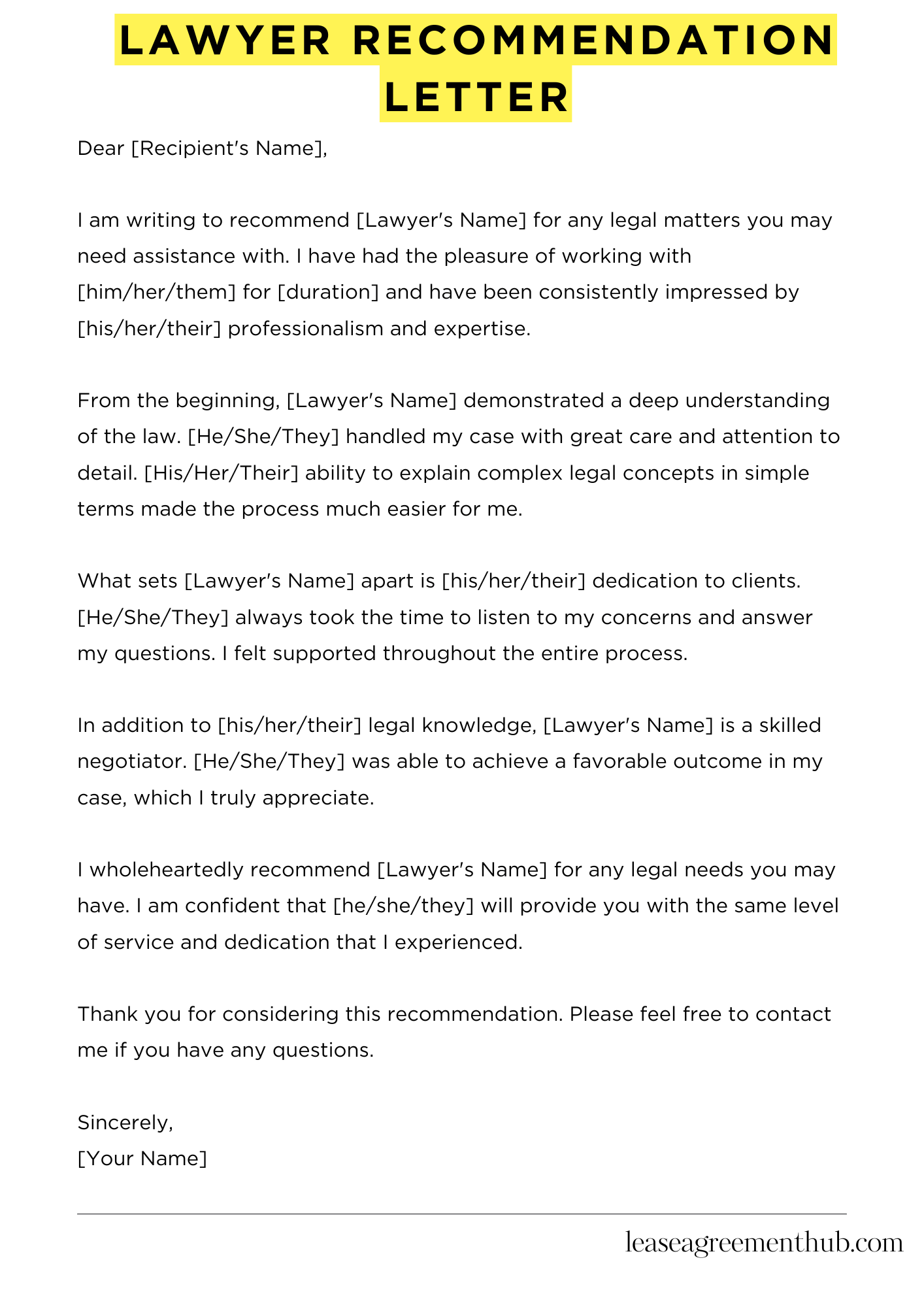 Lawyer Recommendation Letter