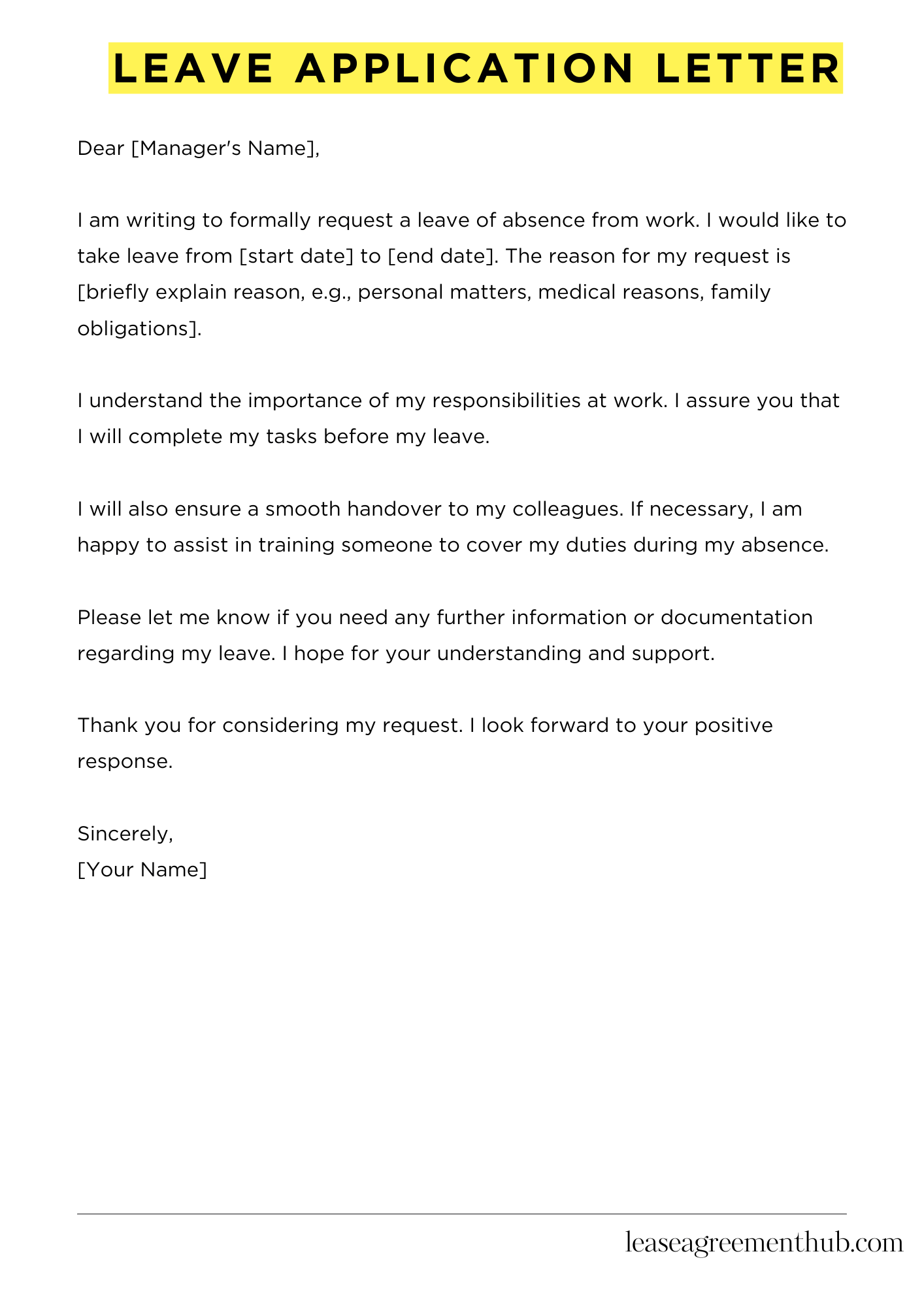 Leave Application Letter