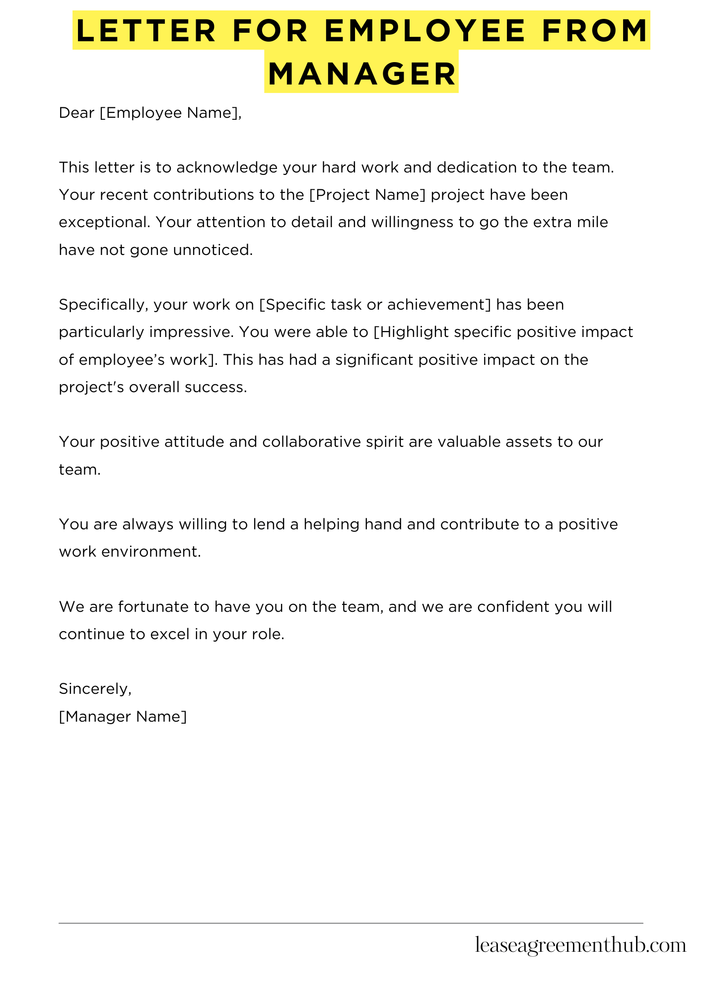 Letter For Employee From Manager