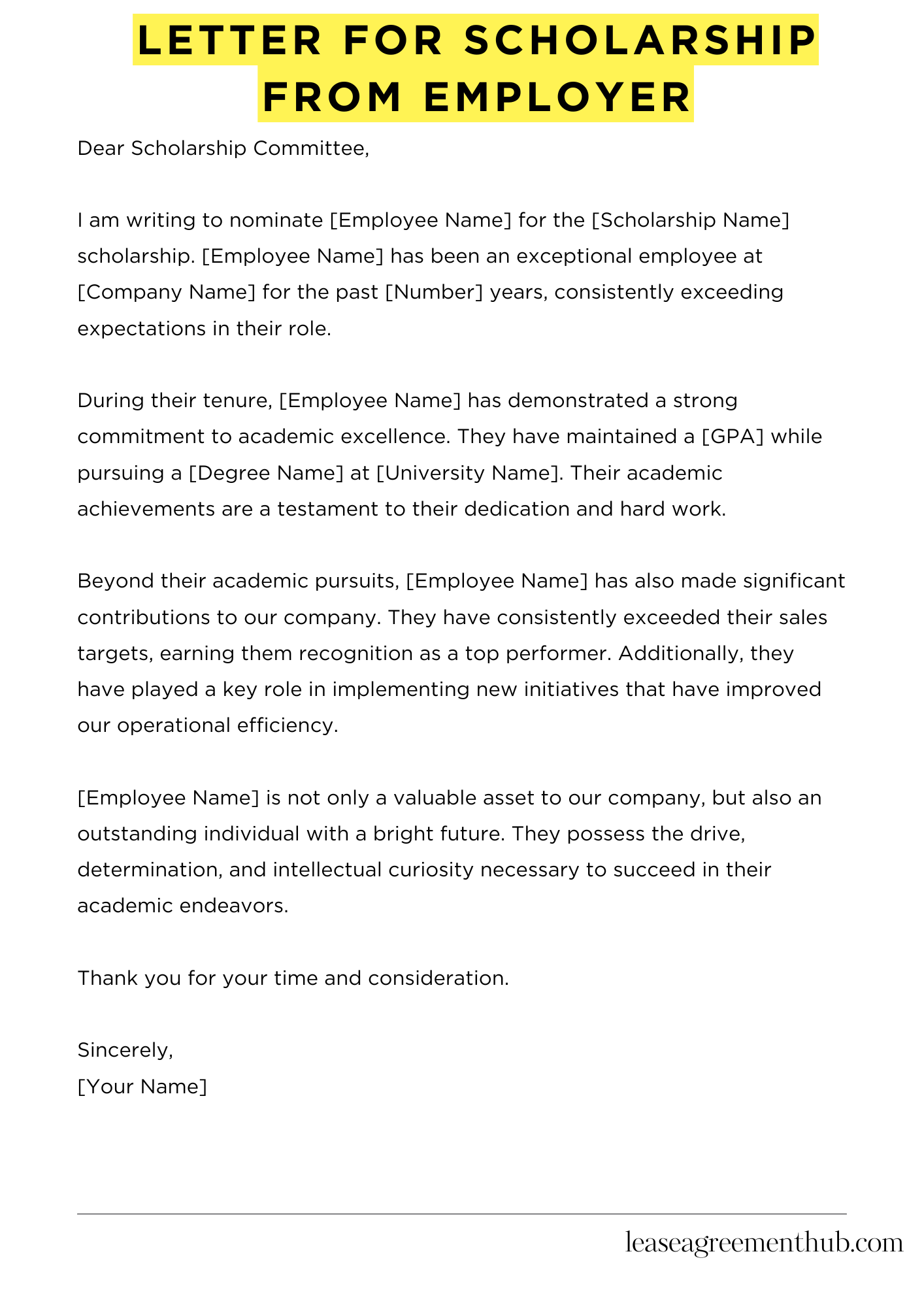 Letter For Scholarship From Employer