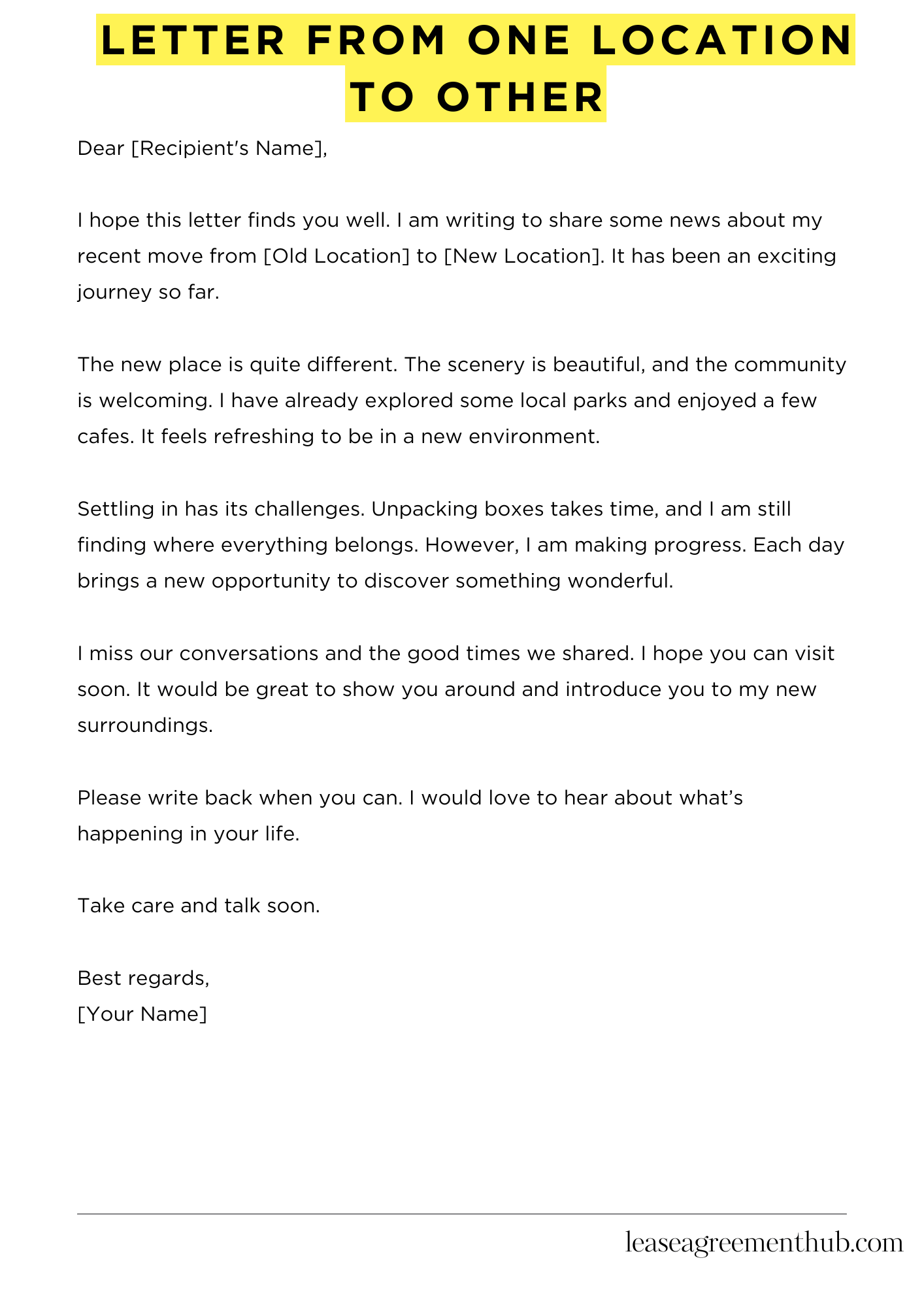 Letter From One Location To Other