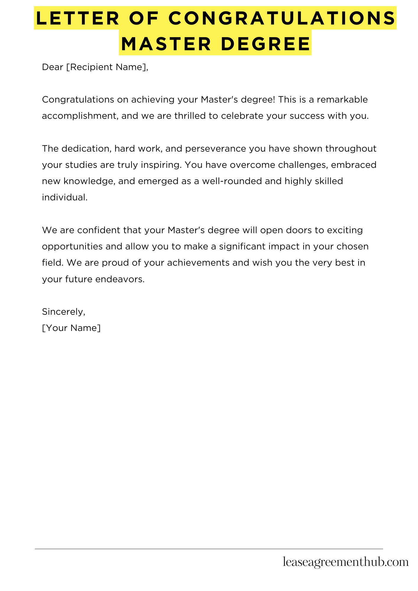 Letter Of Congratulations Master Degree