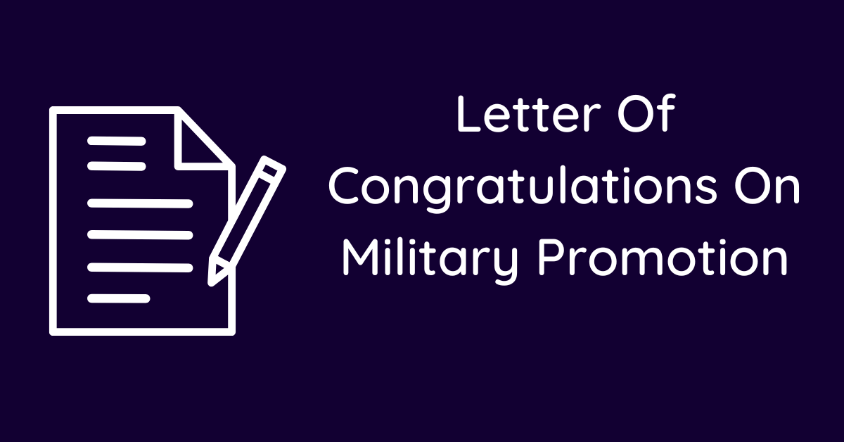 Letter Of Congratulations On Military Promotion