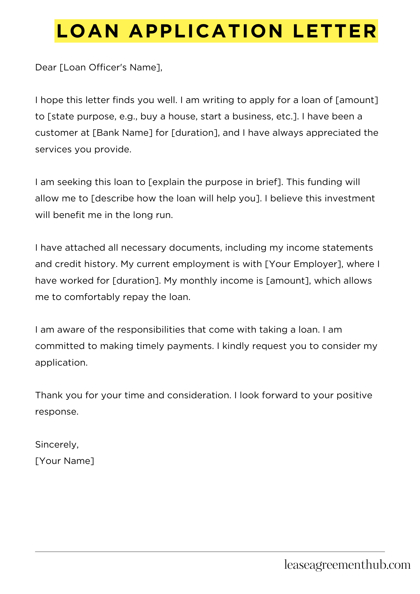 Loan Application Letter