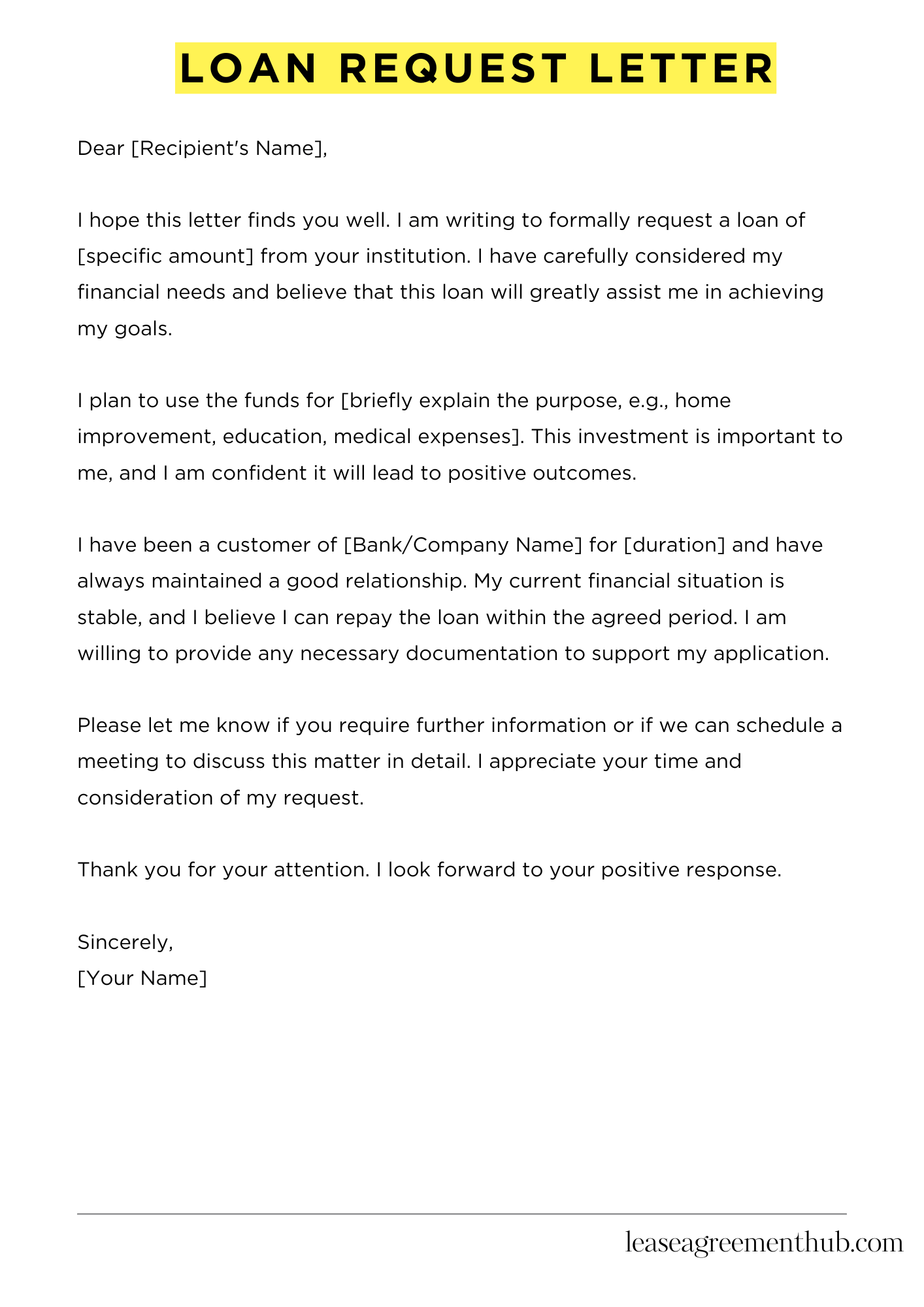 Loan Request Letter