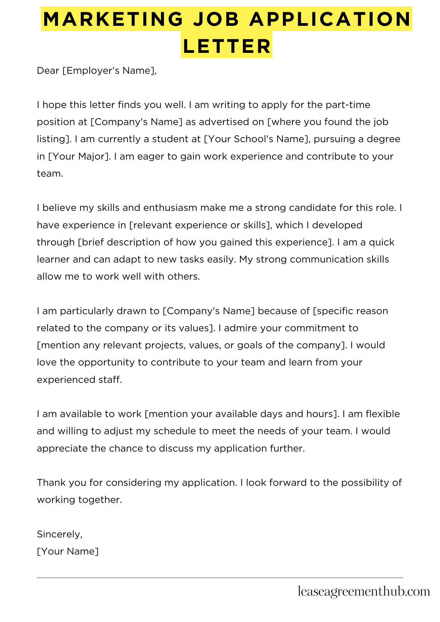 Marketing Job Application Letter