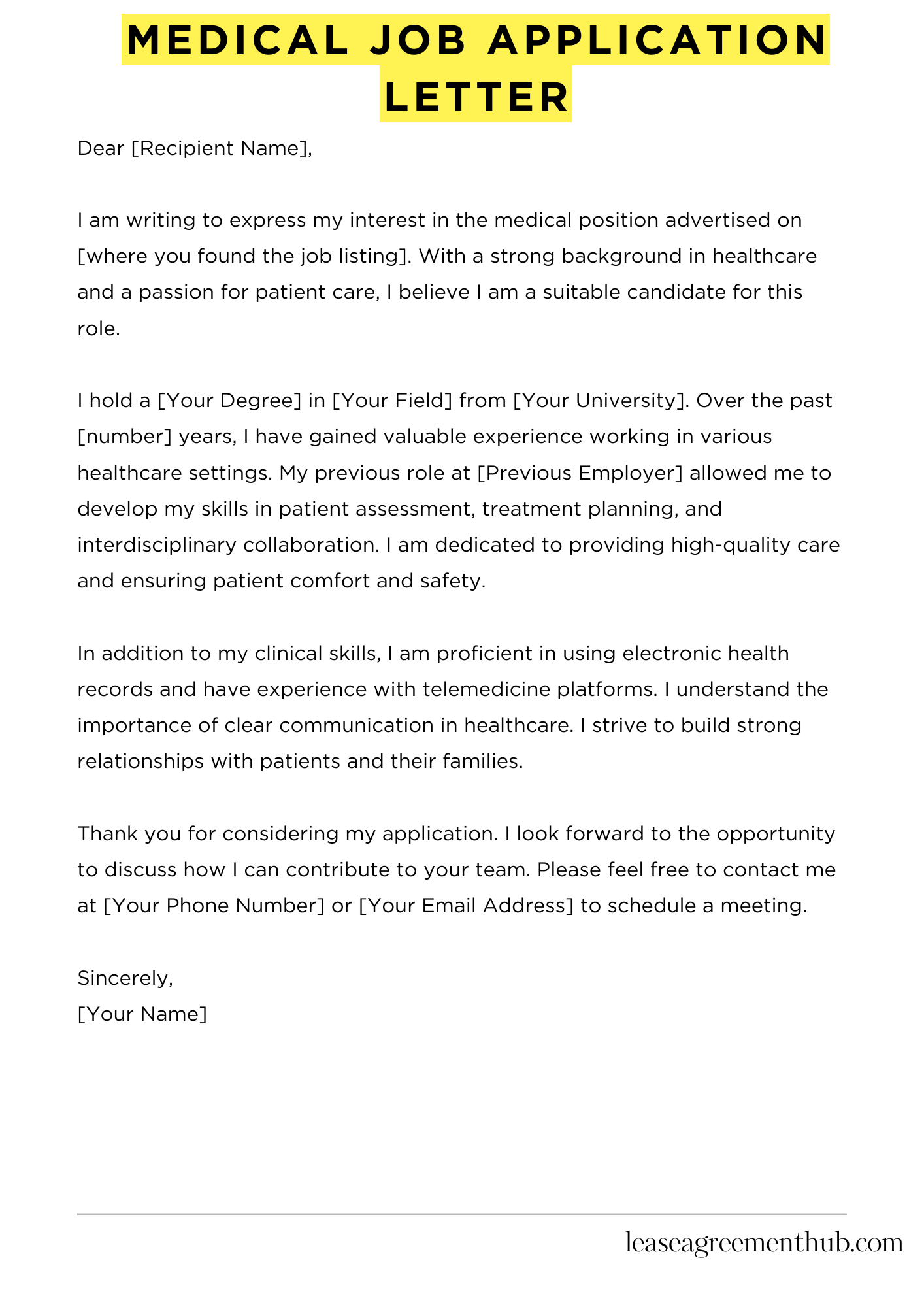 Medical Job Application Letter