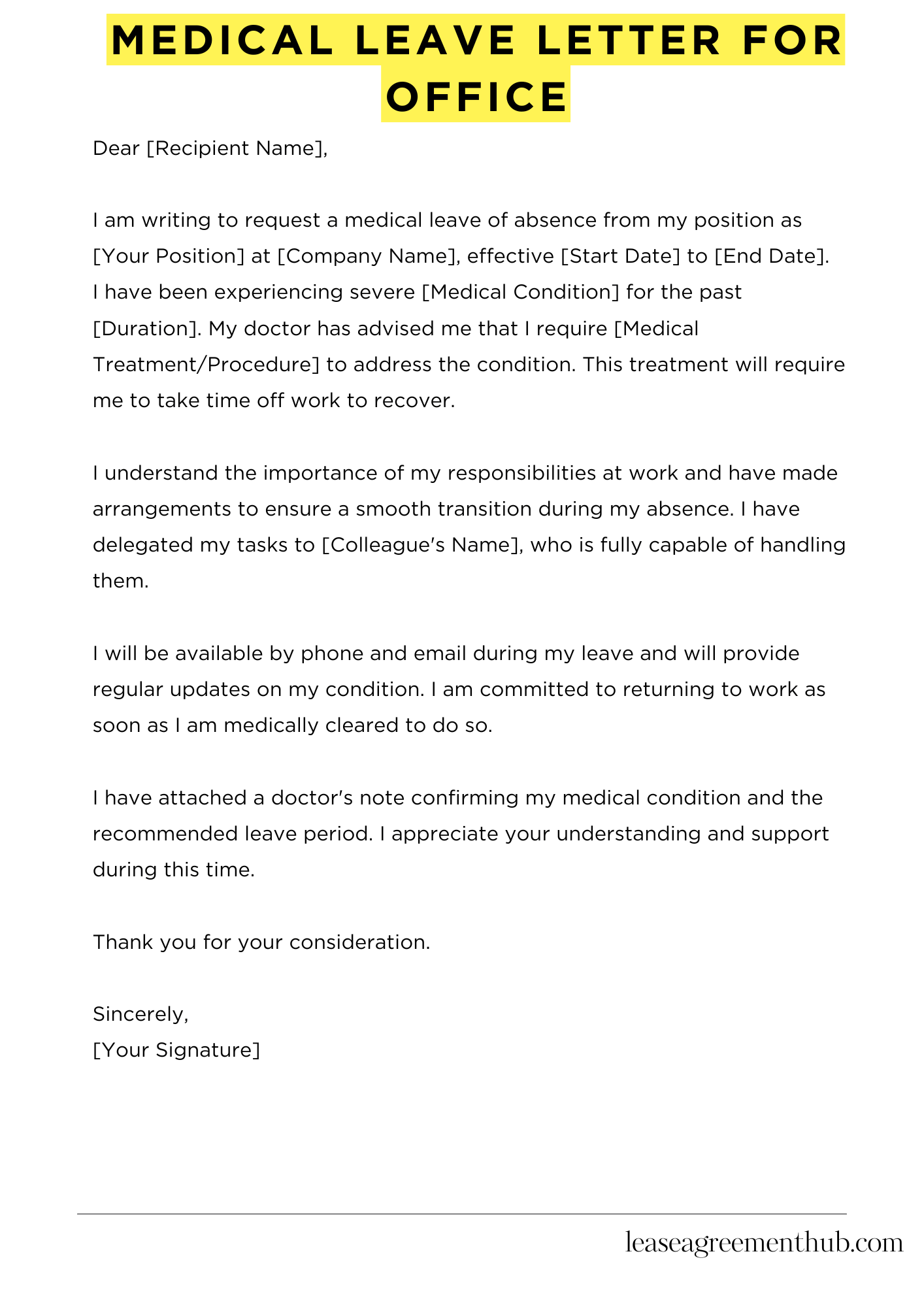 Medical Leave Letter For Office
