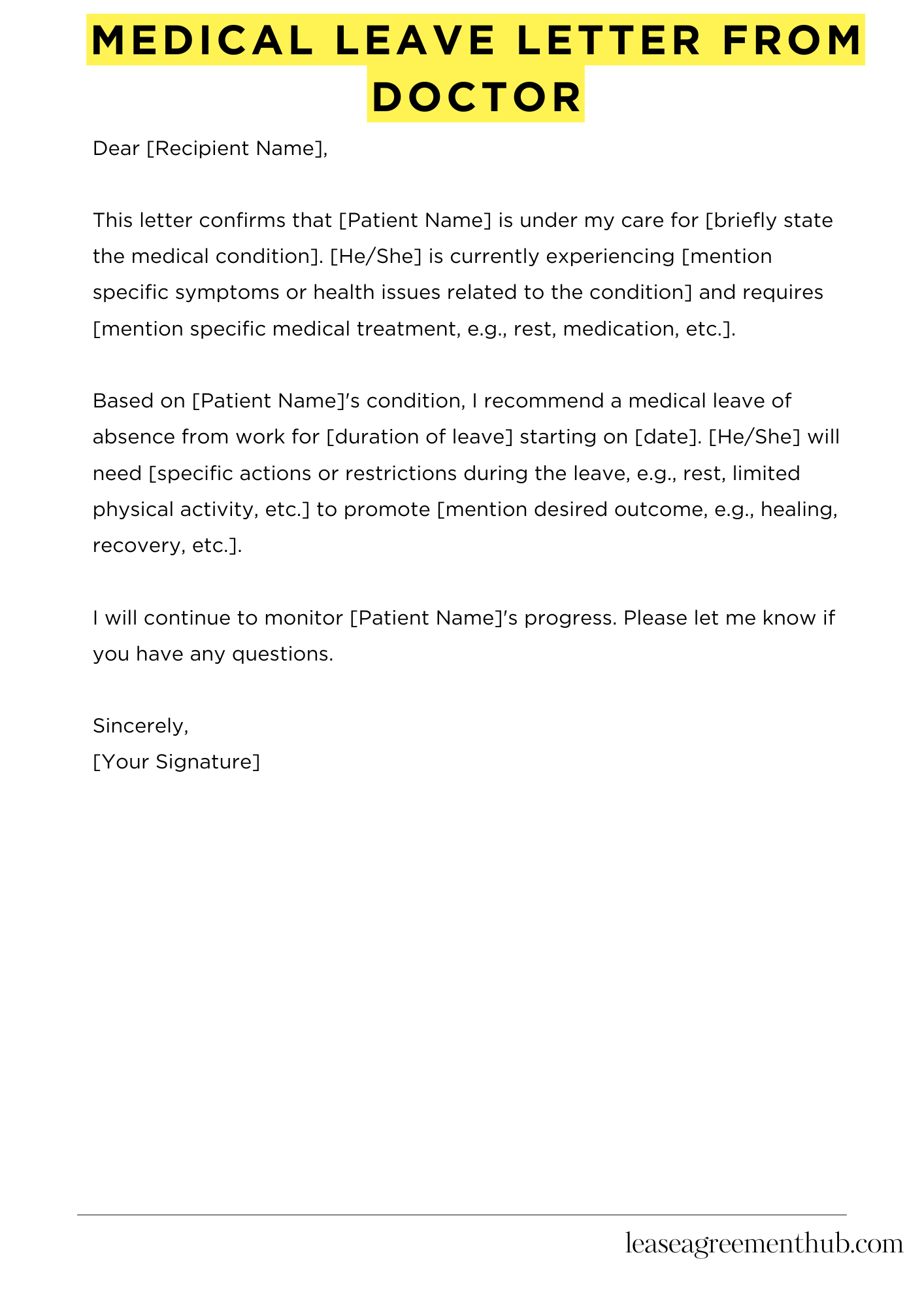 Medical Leave Letter From Doctor