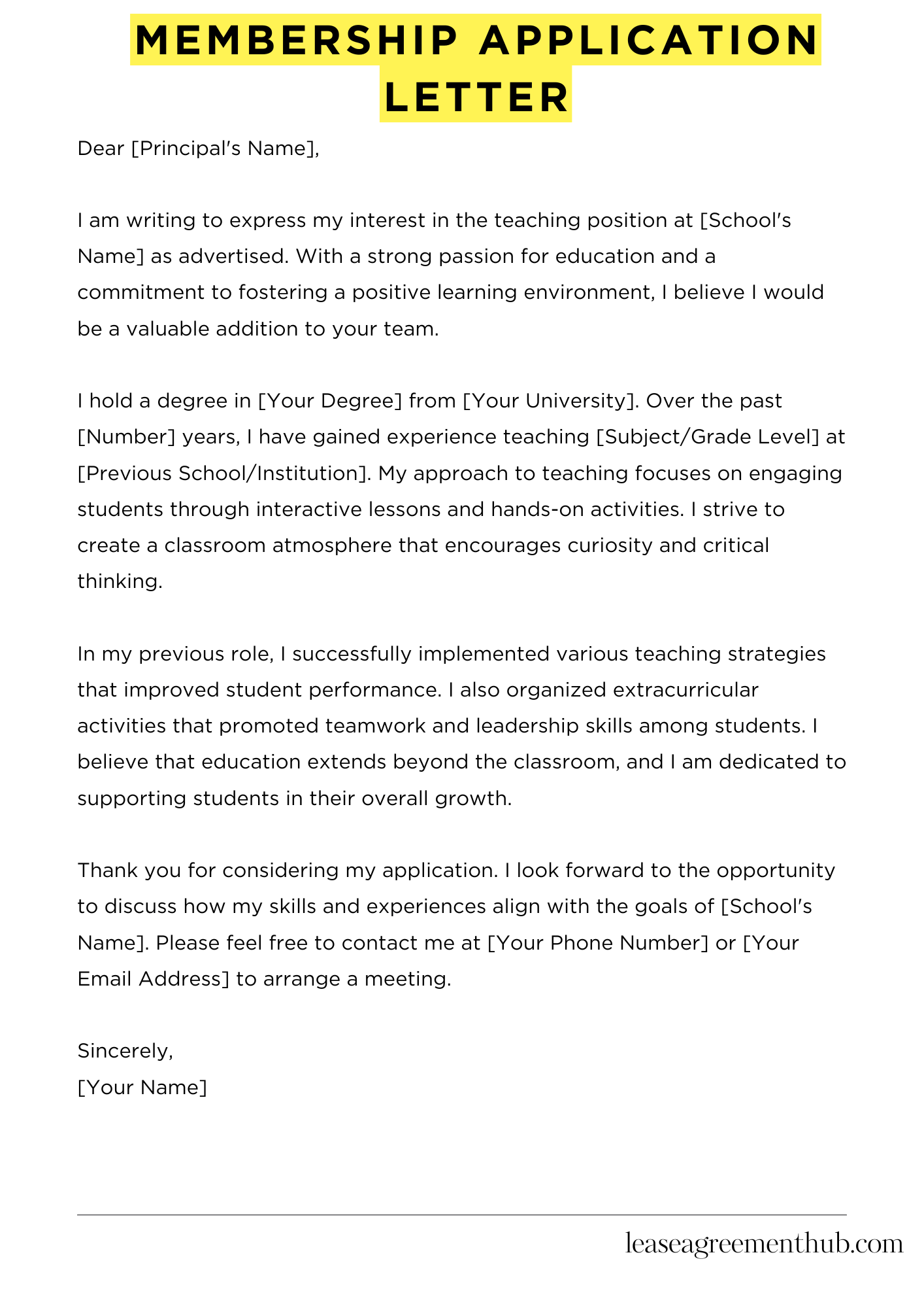 Membership Application Letter