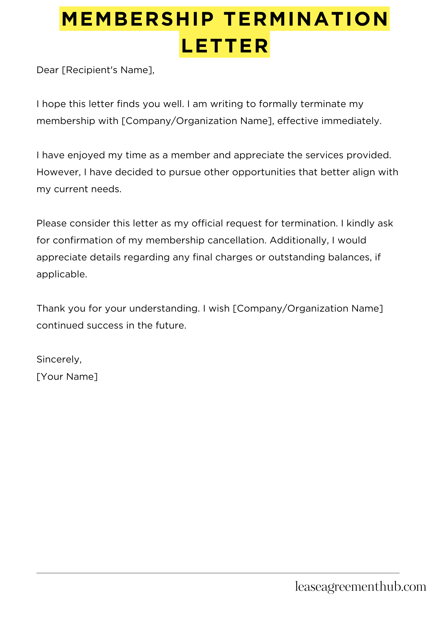 Membership Termination Letter