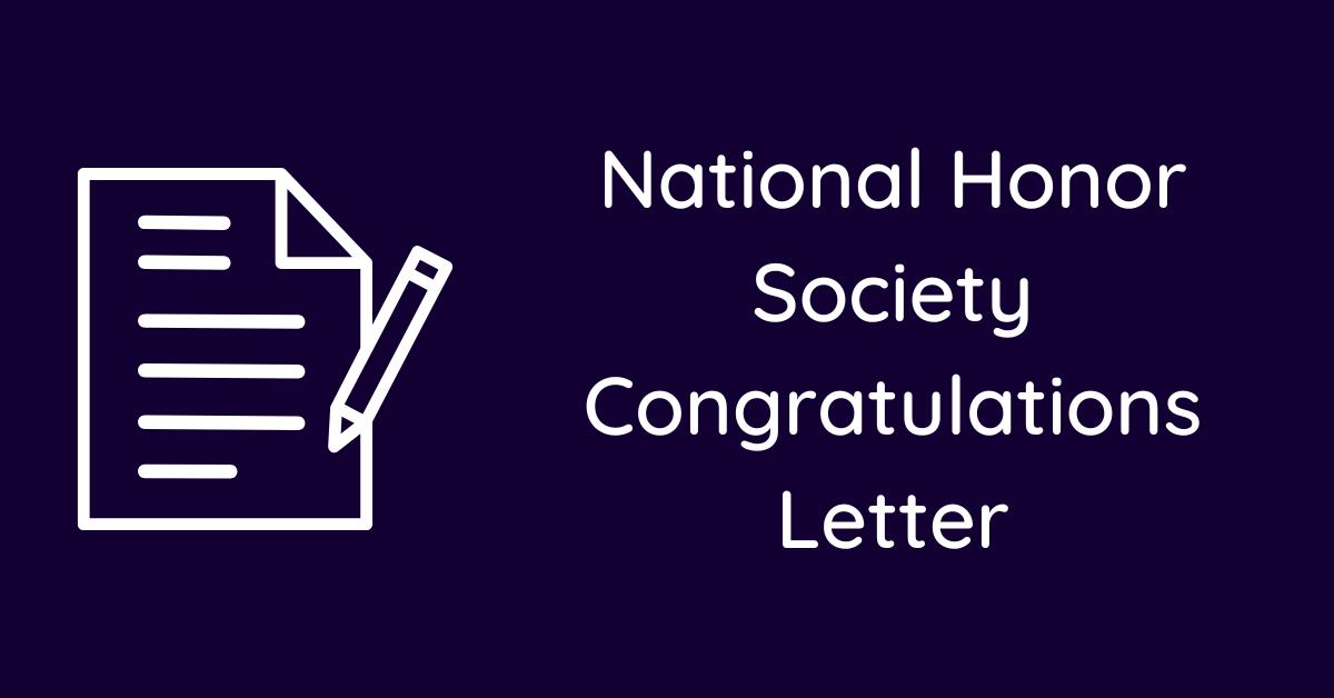 National Honor Society Congratulations Letter