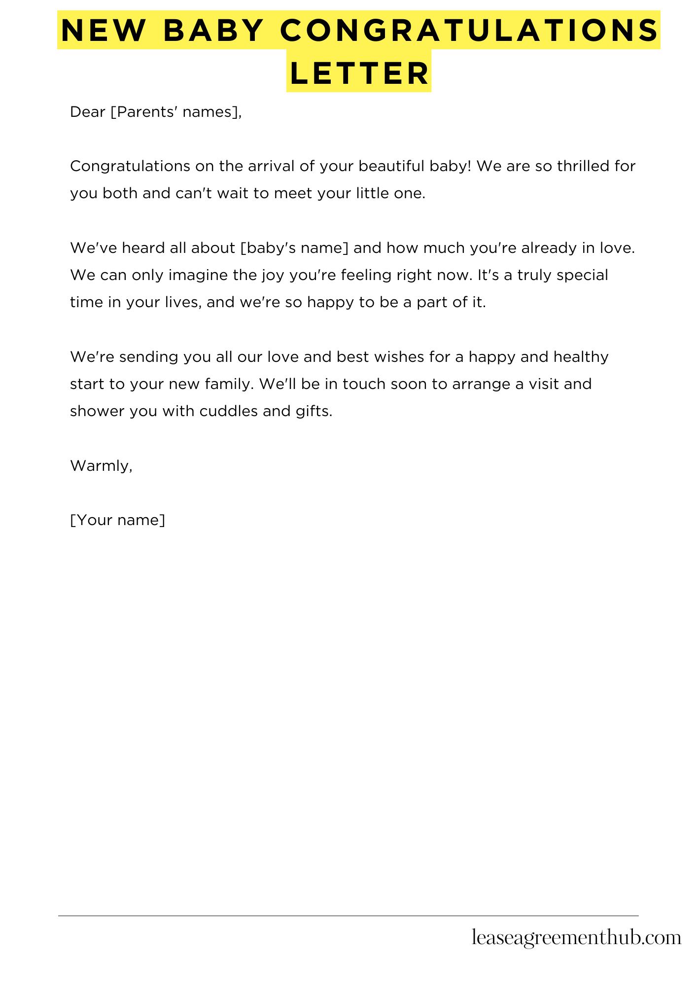 New Baby Congratulations Letter