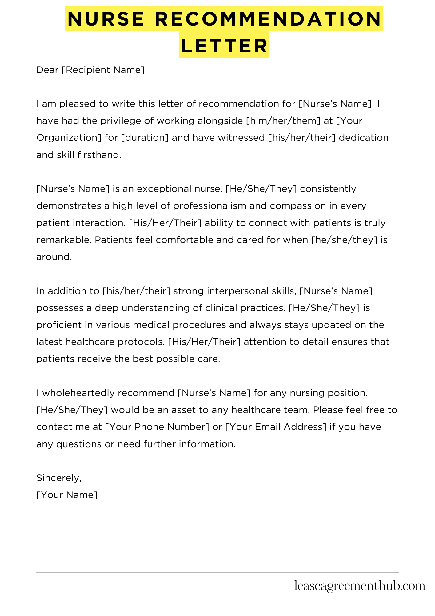 Nurse Recommendation Letter