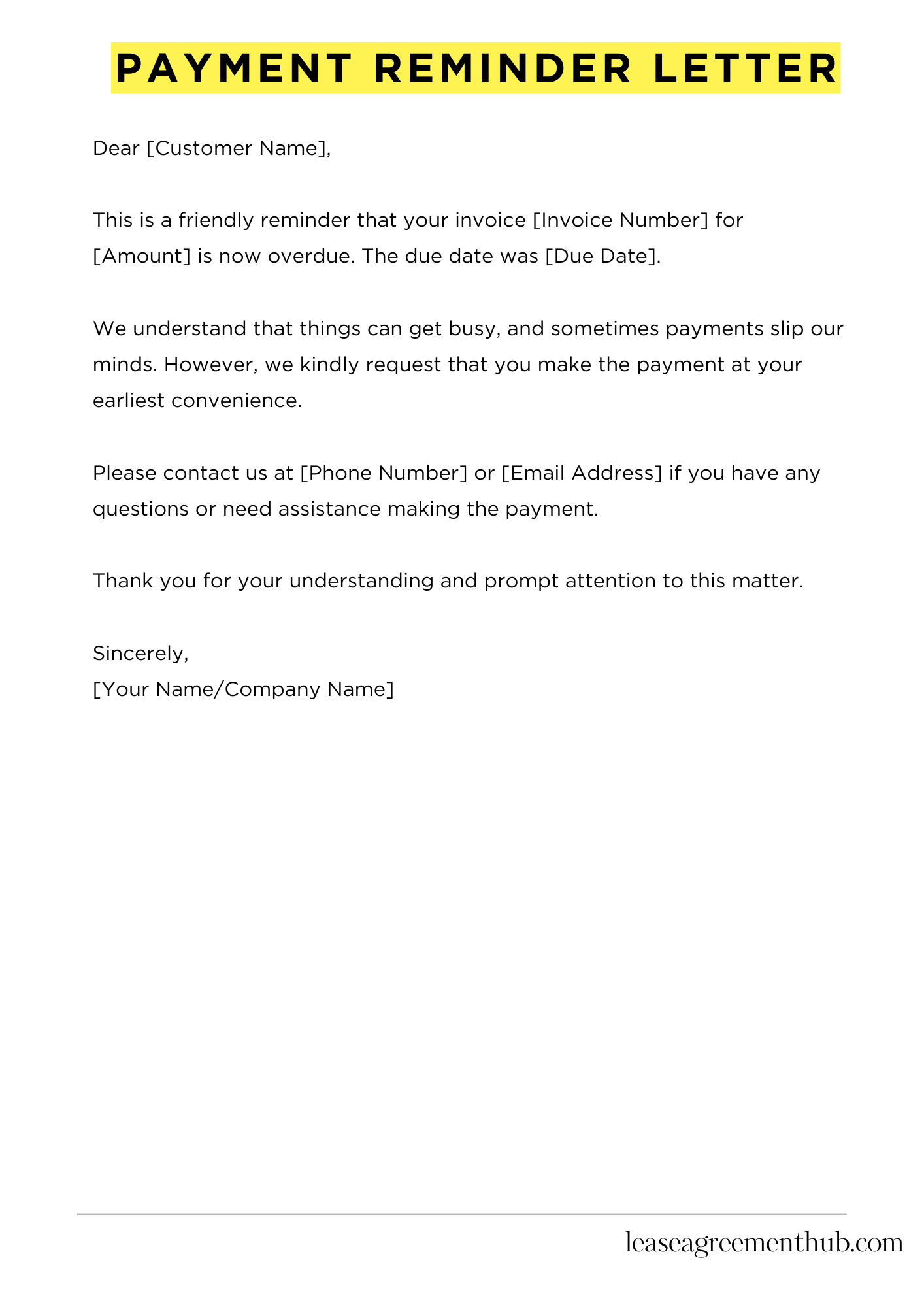 Payment Reminder Letter