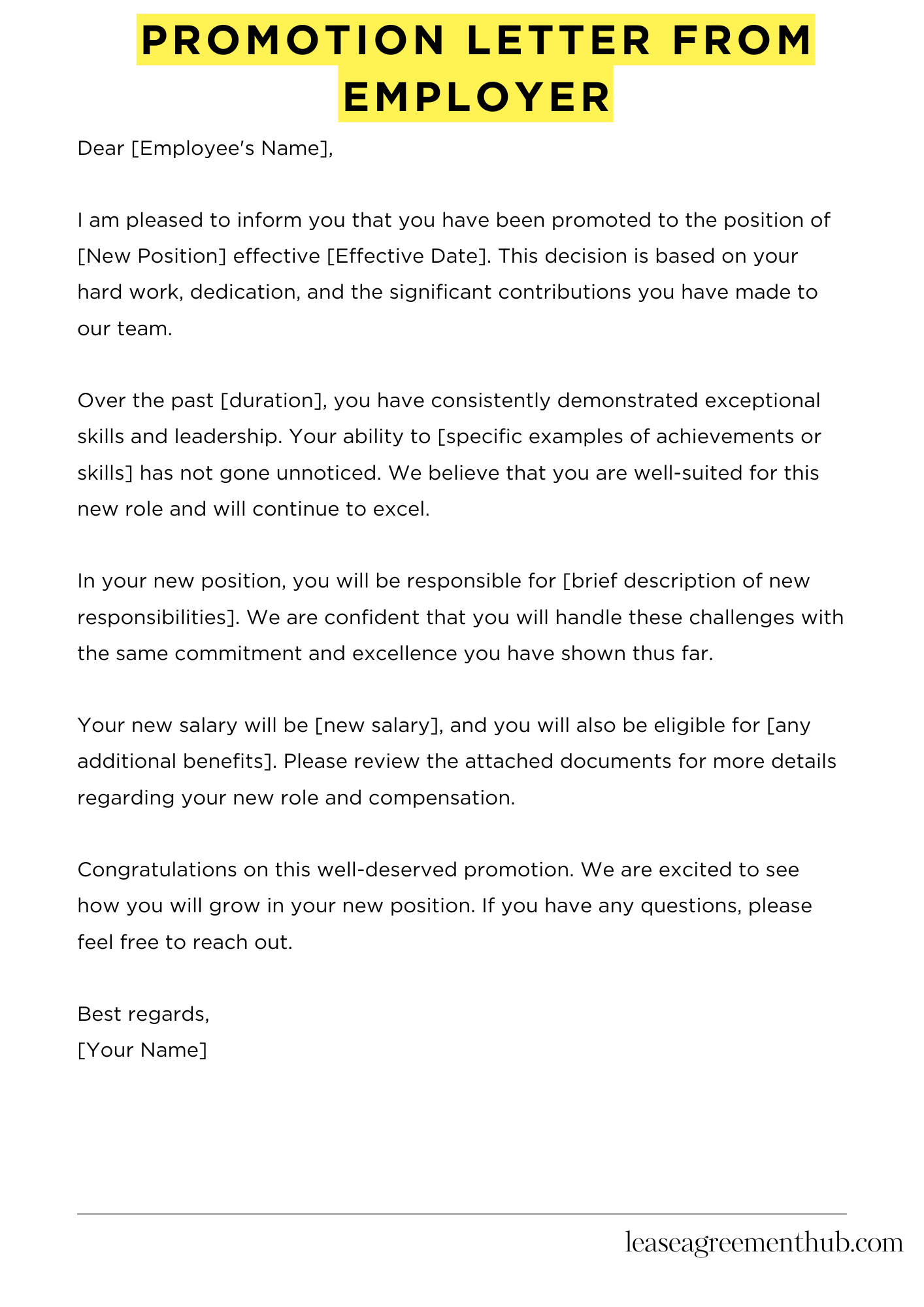 Promotion Letter From Employer
