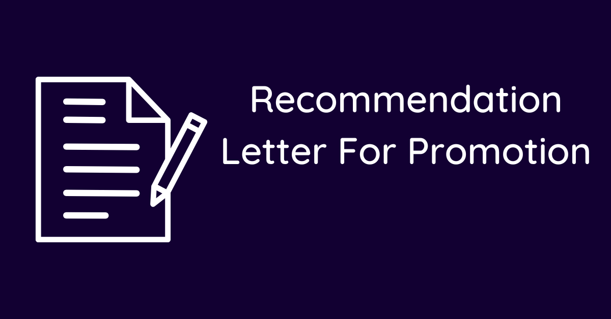 Recommendation Letter For Promotion