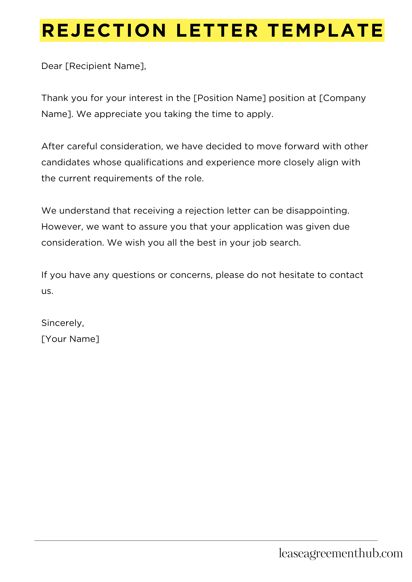 Rejection Letter Template