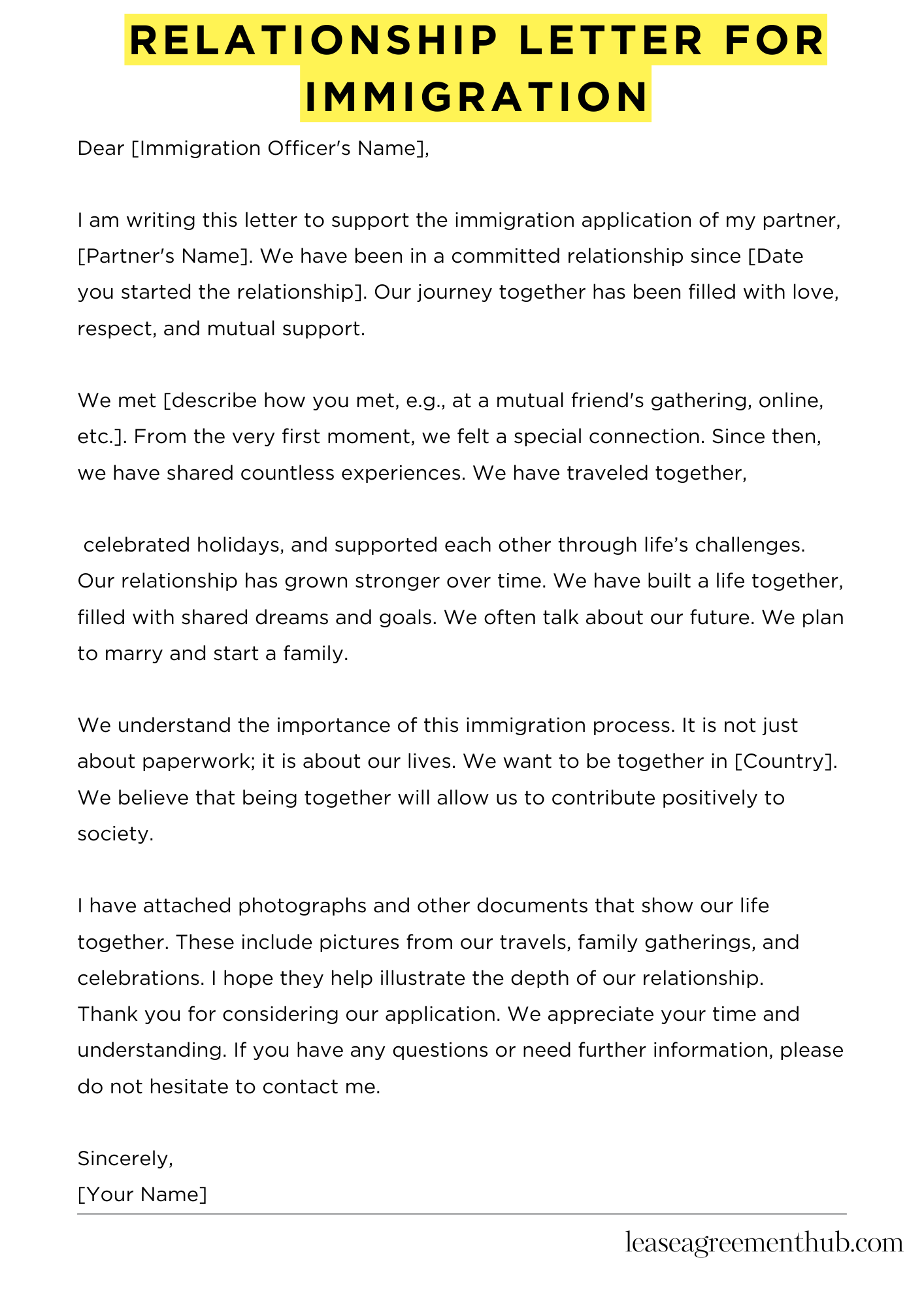 Relationship Letter For Immigration