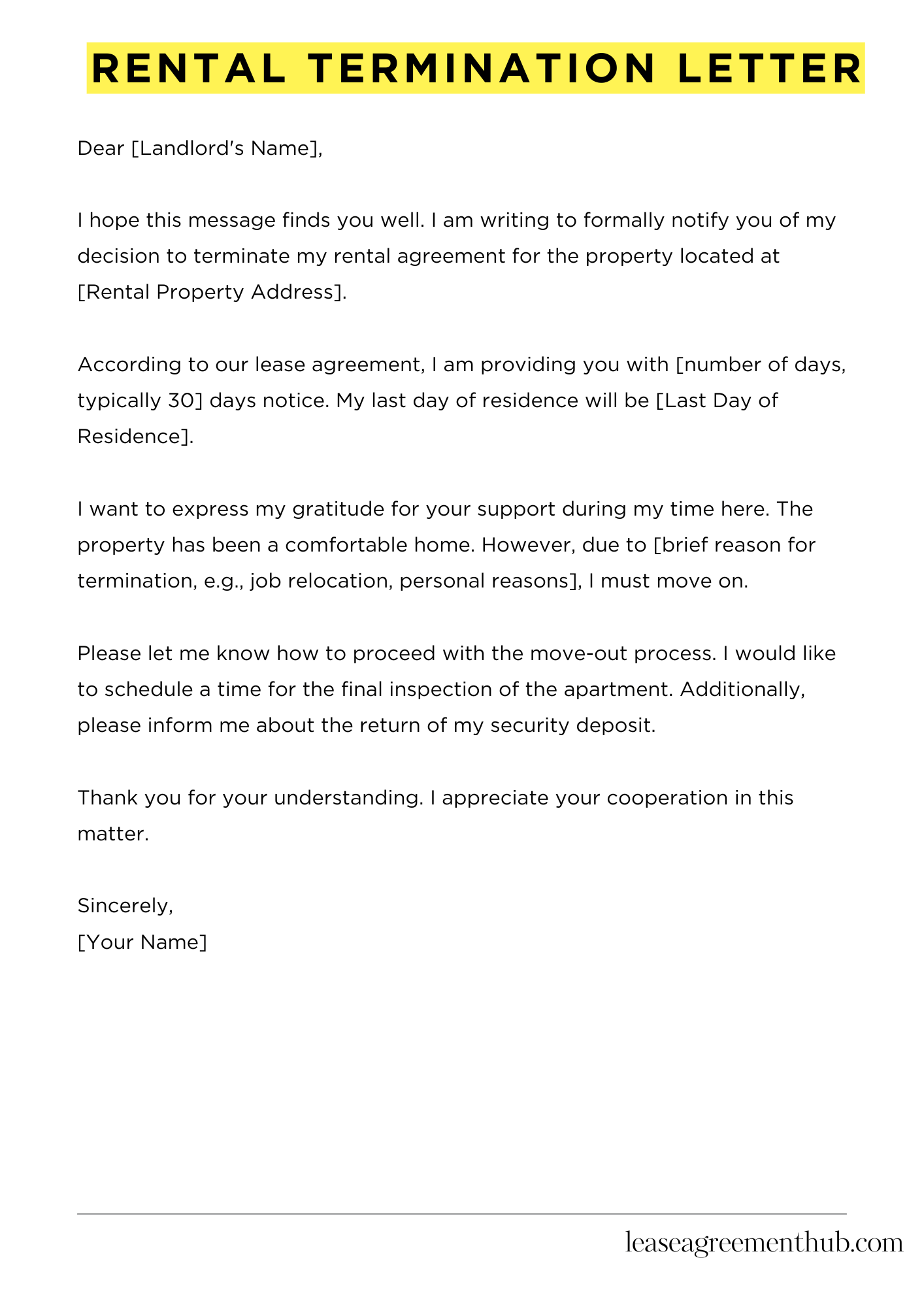 Rental Termination Letter