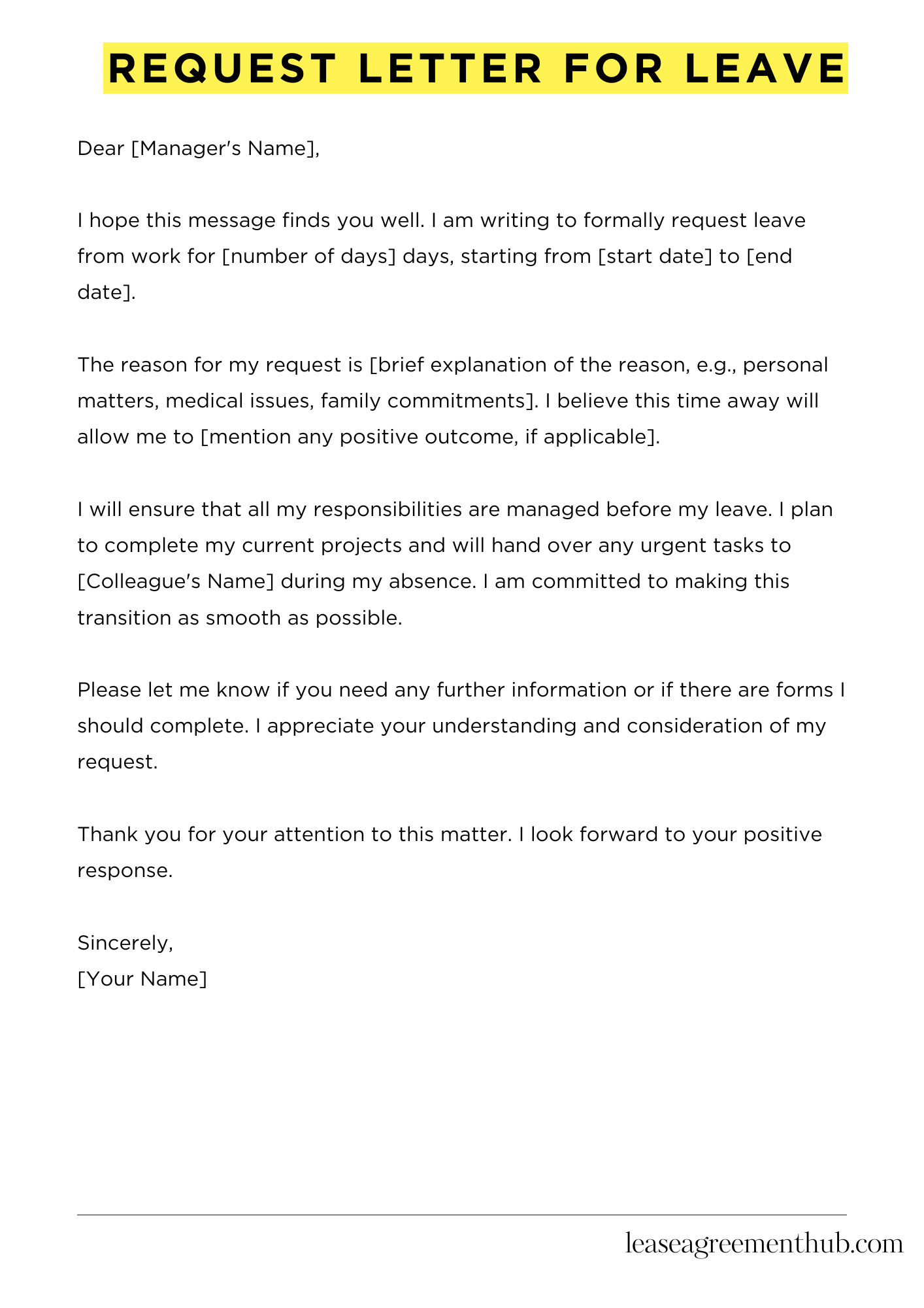 Request Letter For Leave