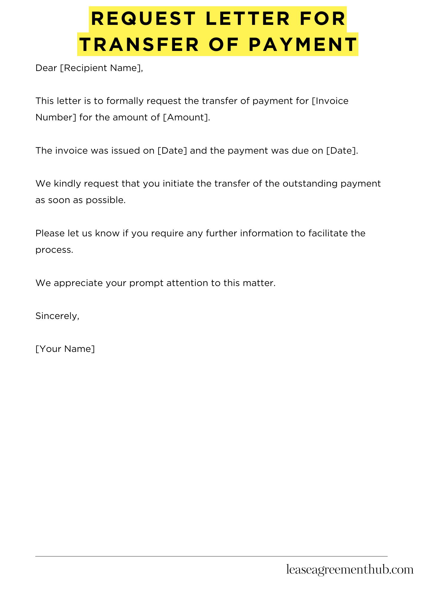 Request Letter For Transfer Of Payment
