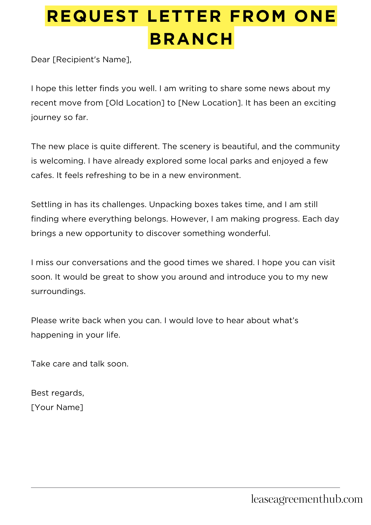 Request Letter From One Branch