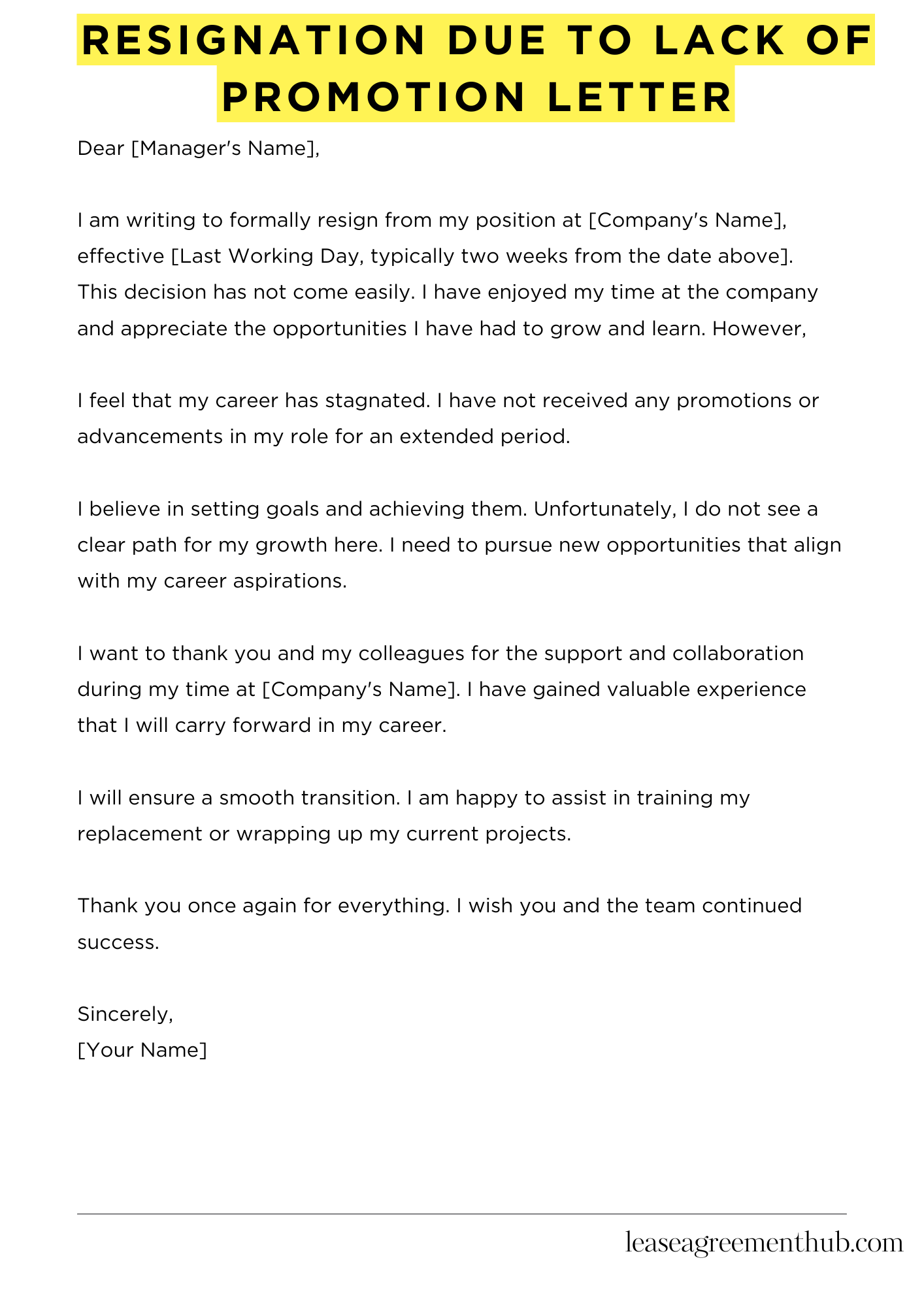 Resignation Due To Lack Of Promotion Letter