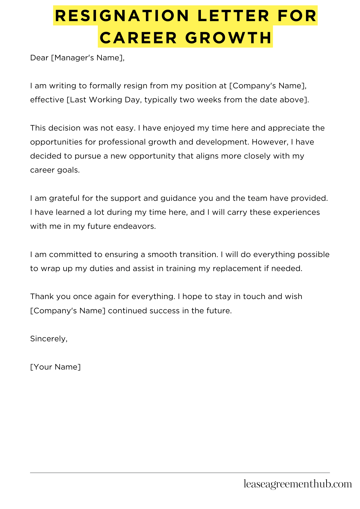Resignation Letter For Career Growth