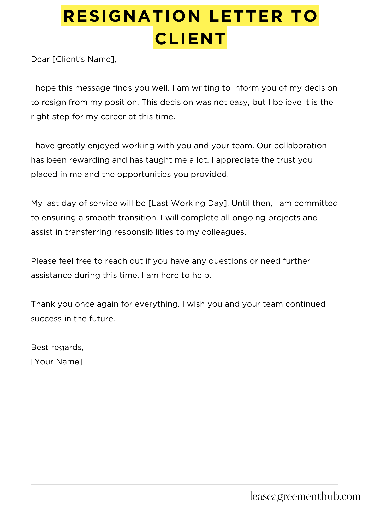 Resignation Letter To Client