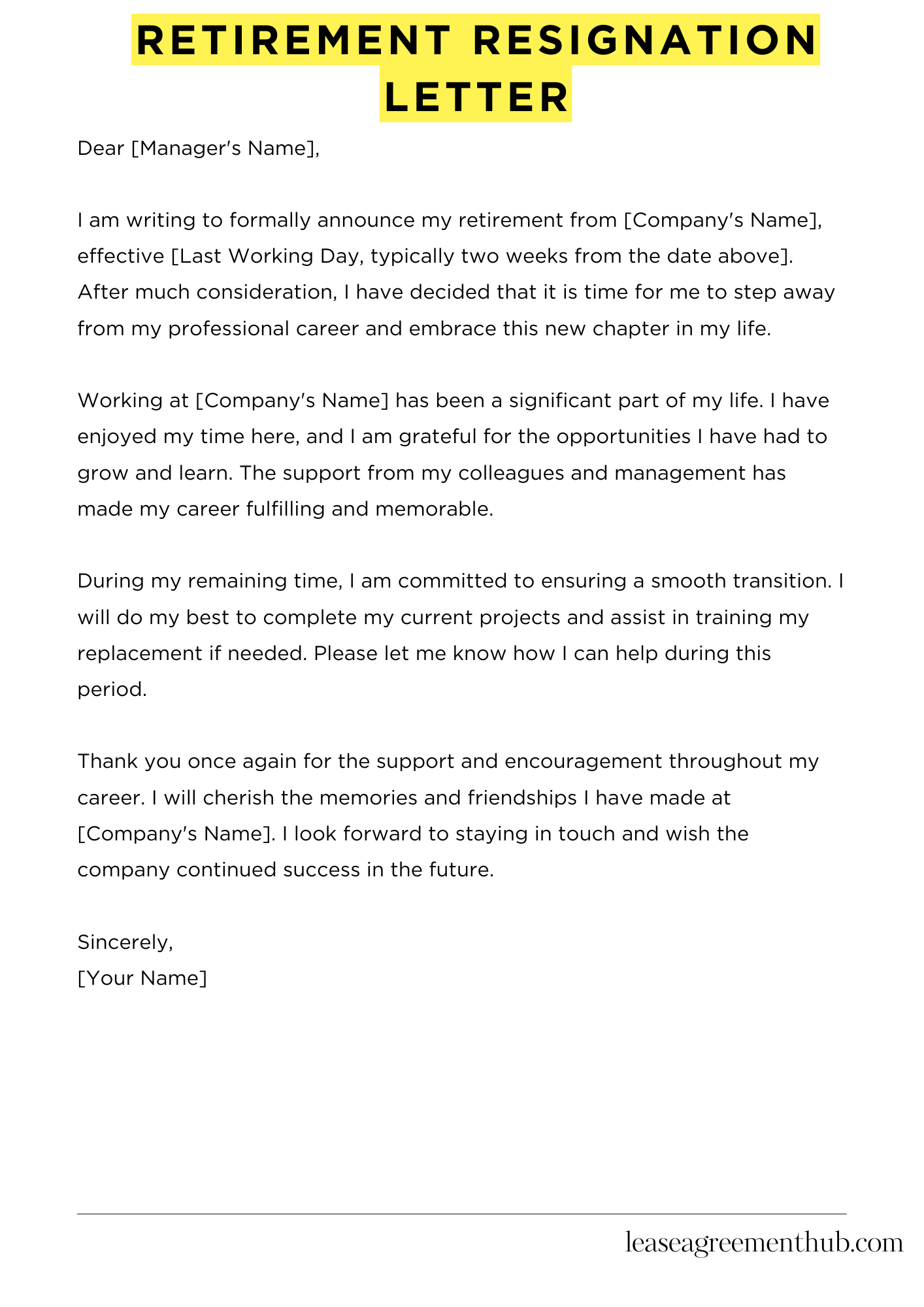 Retirement Resignation Letter