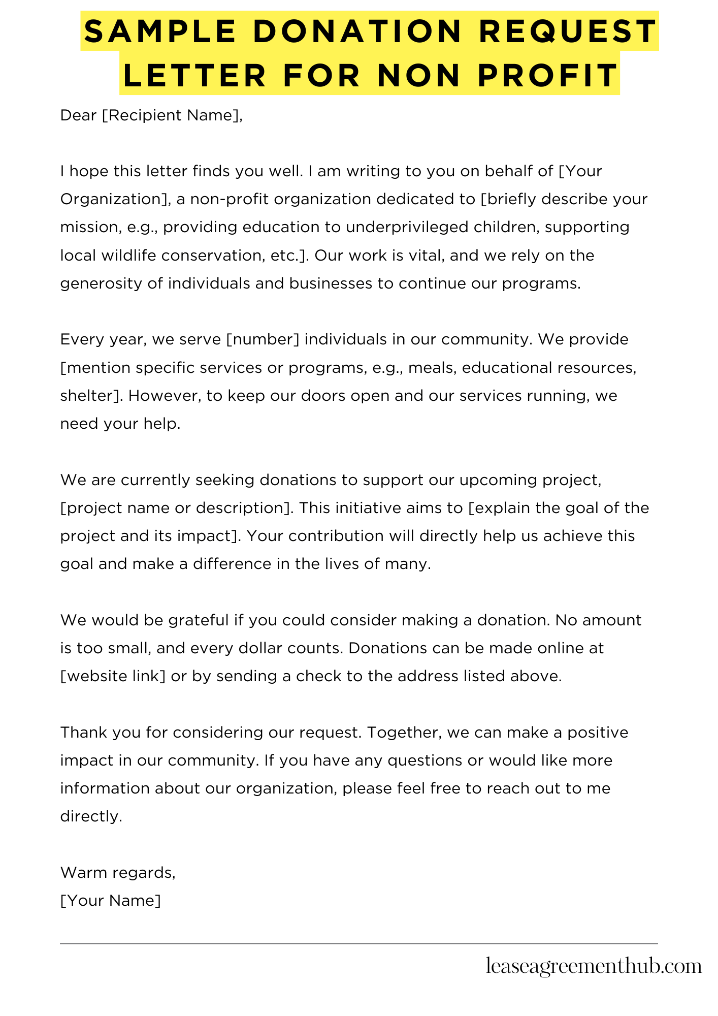 Sample Donation Request Letter For Non Profit