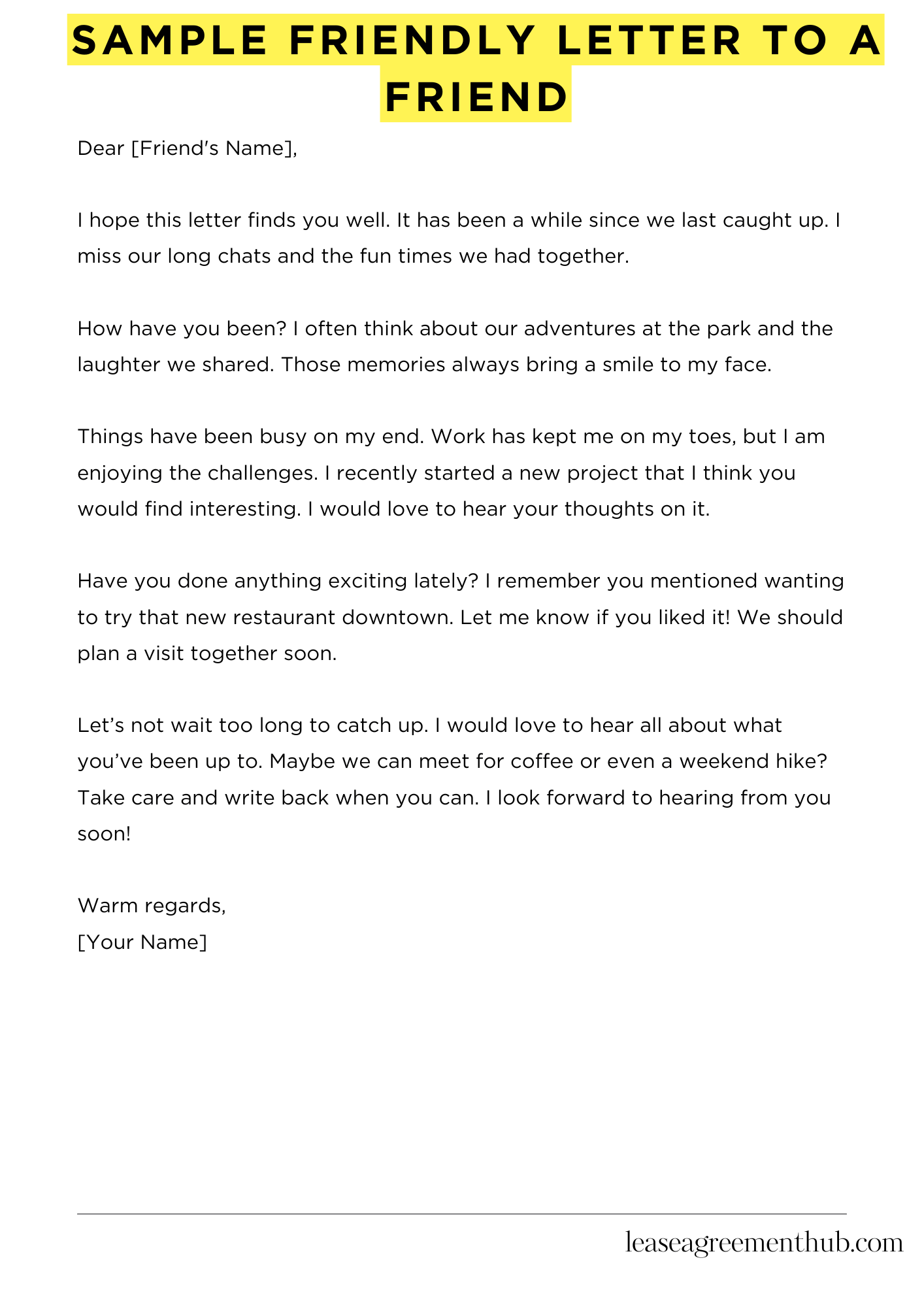 Sample Friendly Letter To A Friend