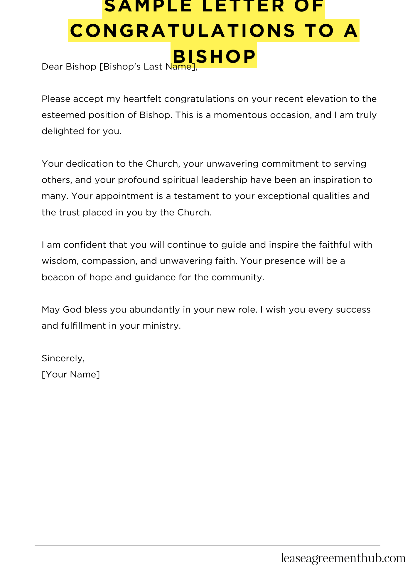 Sample Letter Of Congratulations To A Bishop