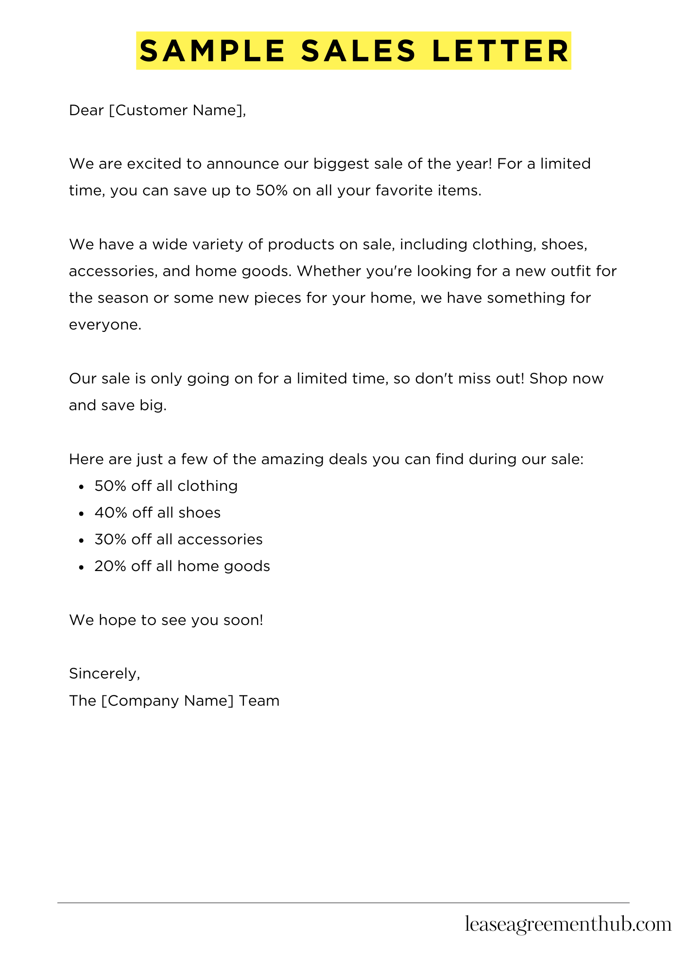 Sample Sales Letter