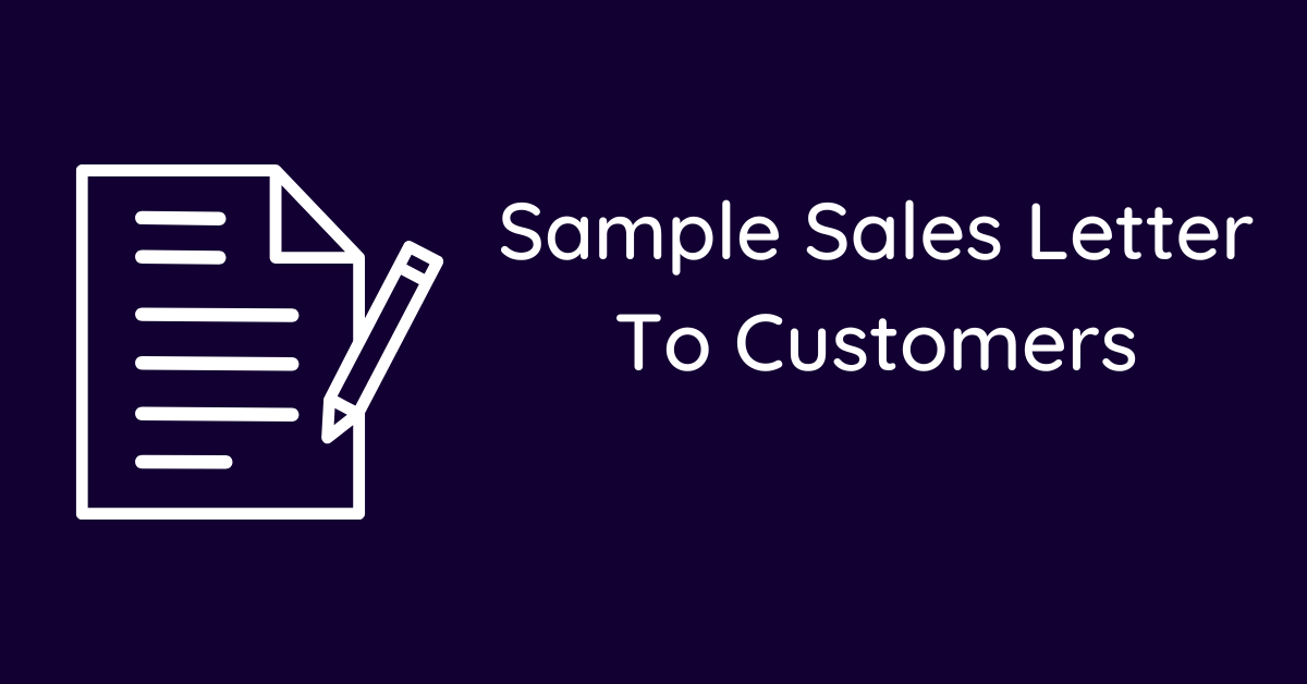 Sample Sales Letter To Customers