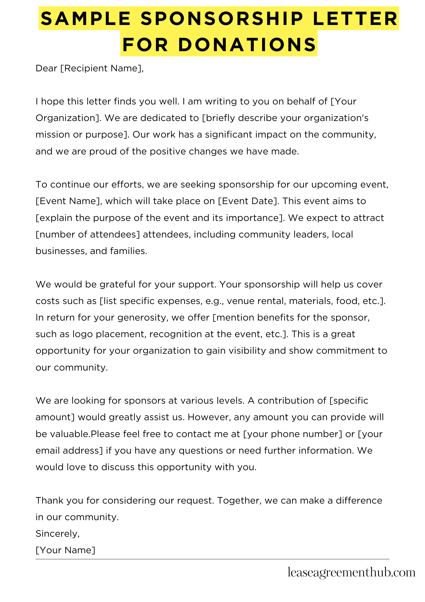 Sample Sponsorship Letter For Donations
