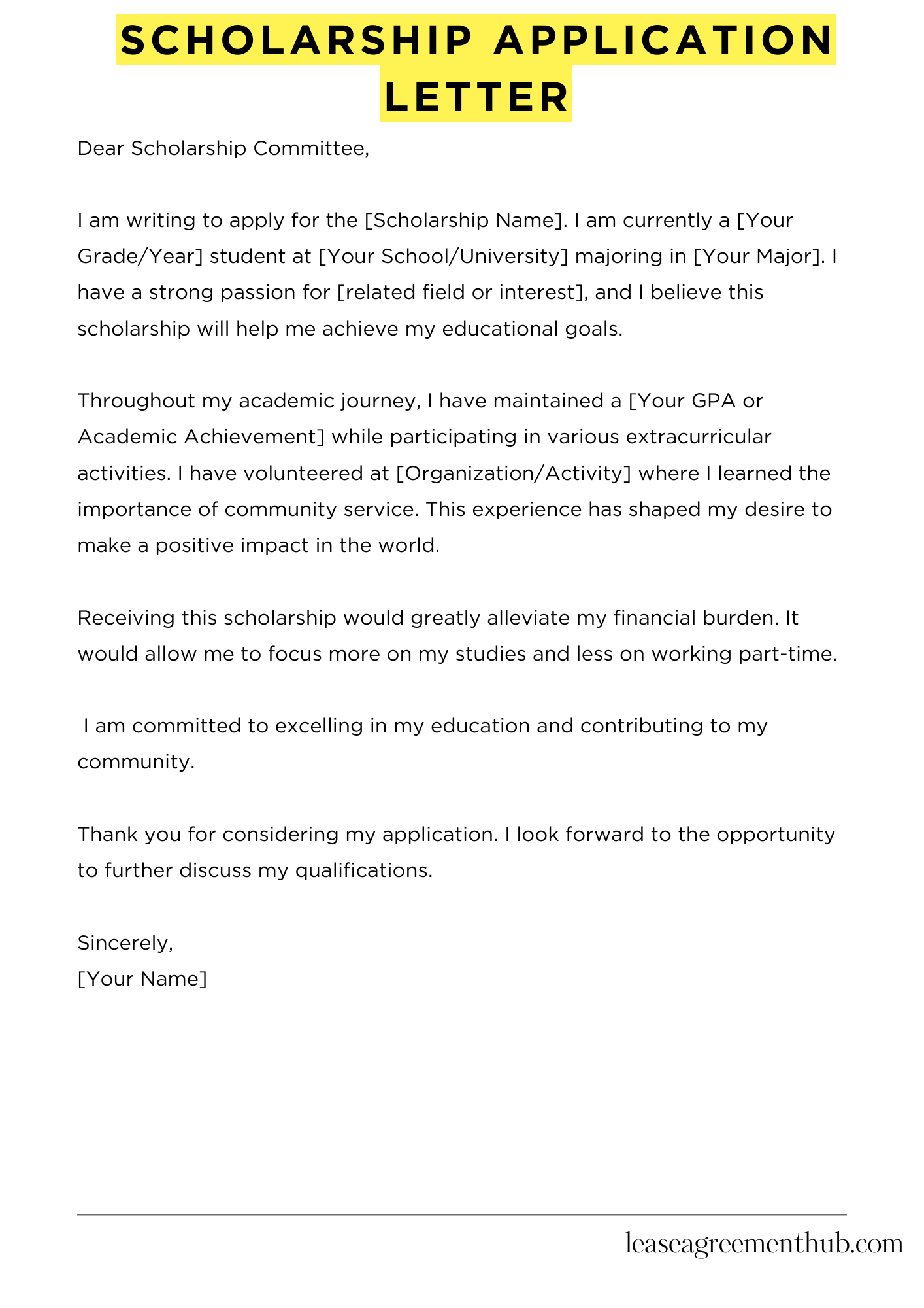 Scholarship Application Letter
