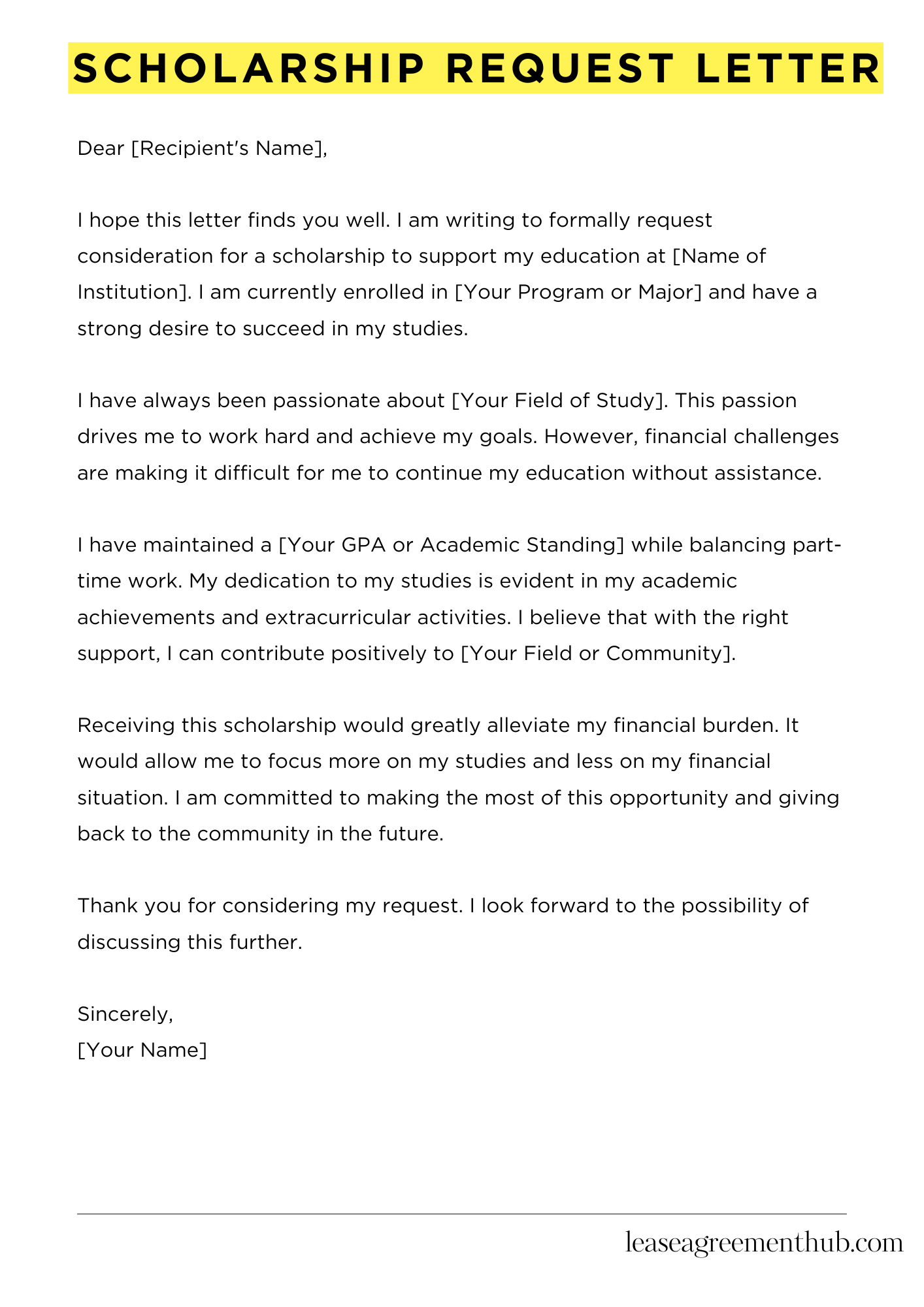 Scholarship Request Letter