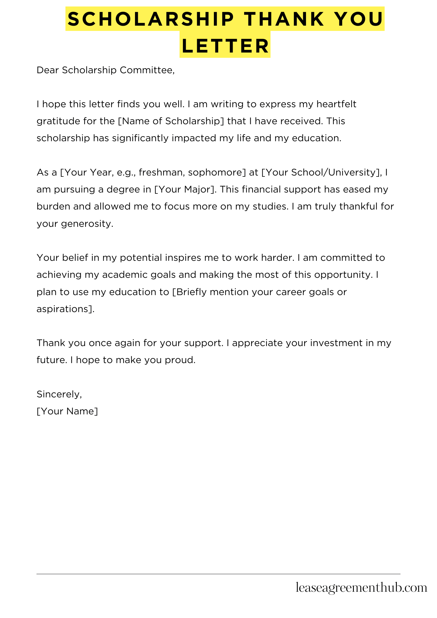 Scholarship Thank You Letter