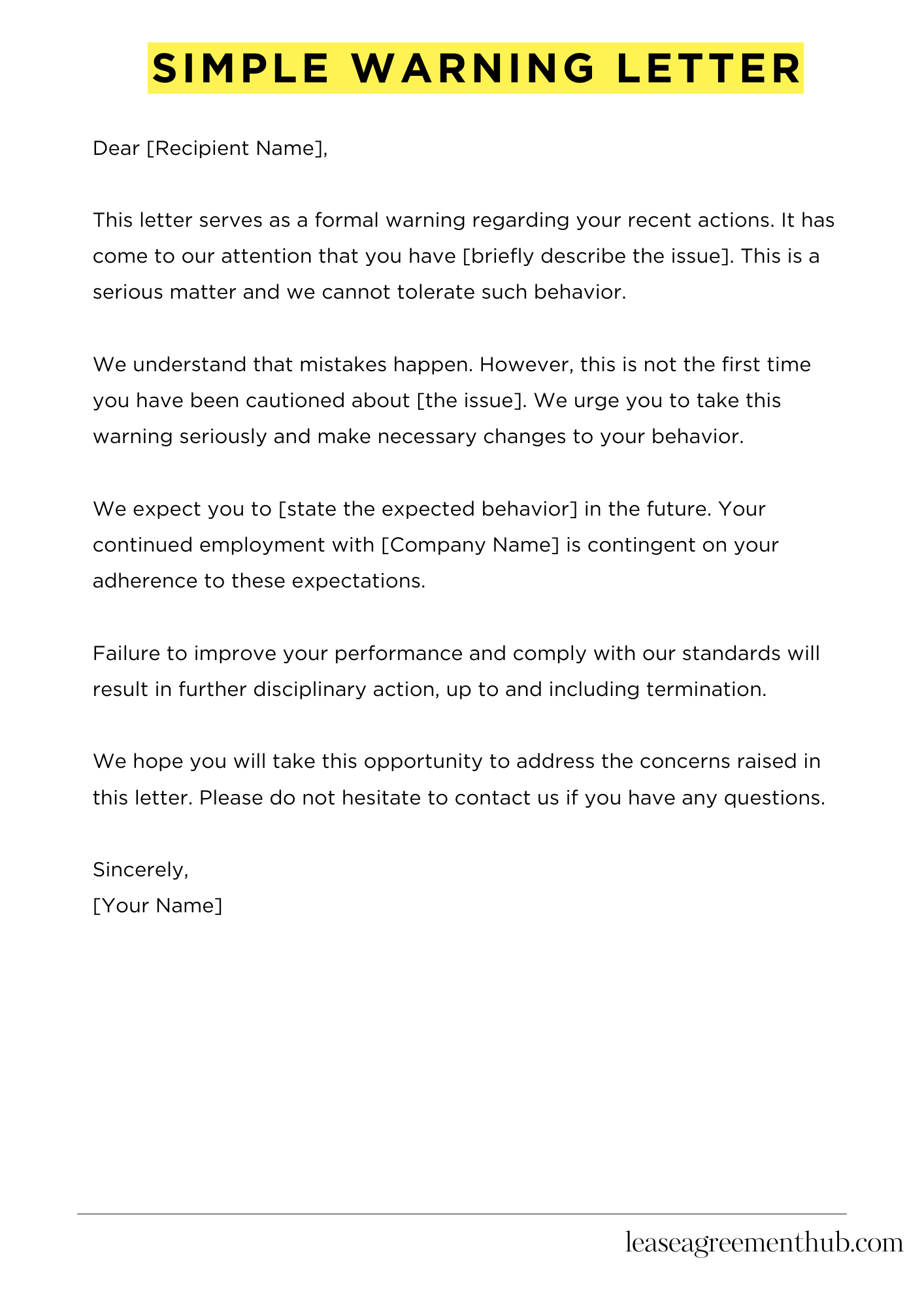 Simple Warning Letter
