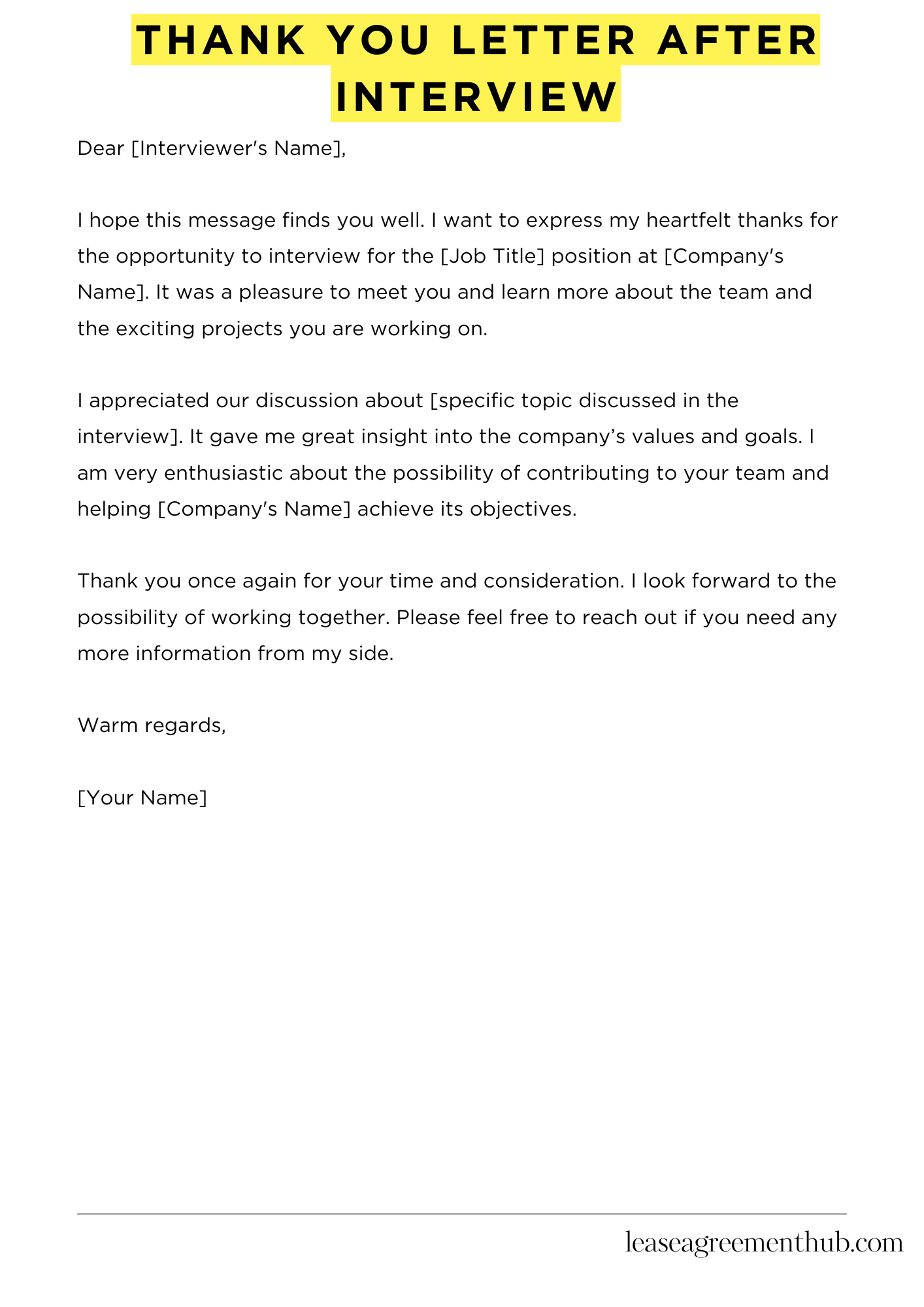 Thank You Letter After Interview