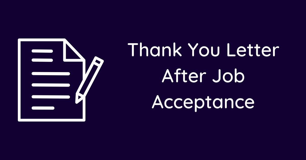 Thank You Letter After Job Acceptance