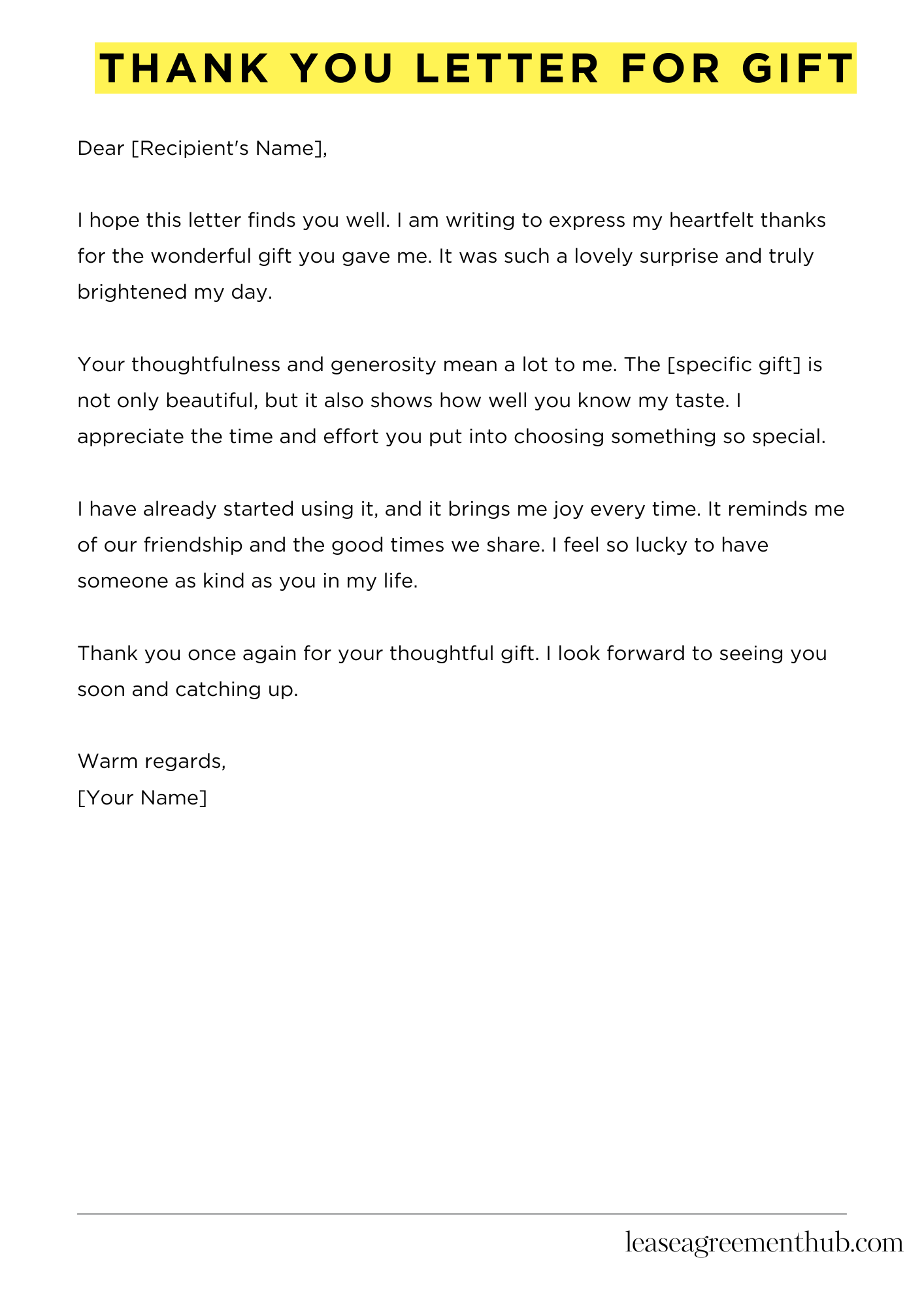 Thank You Letter For Gift