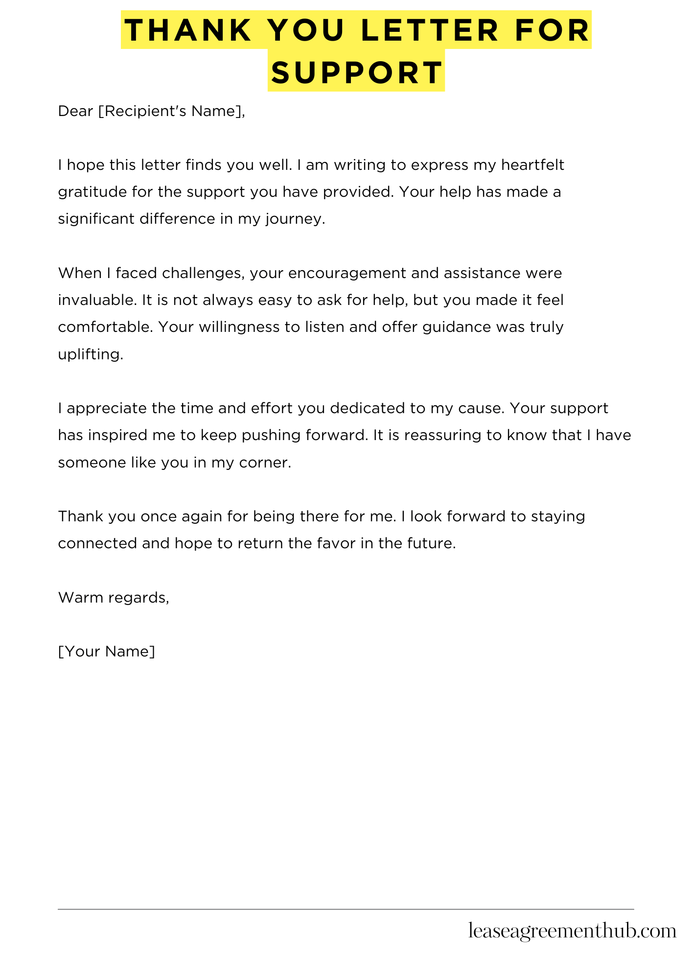 Thank You Letter For Support
