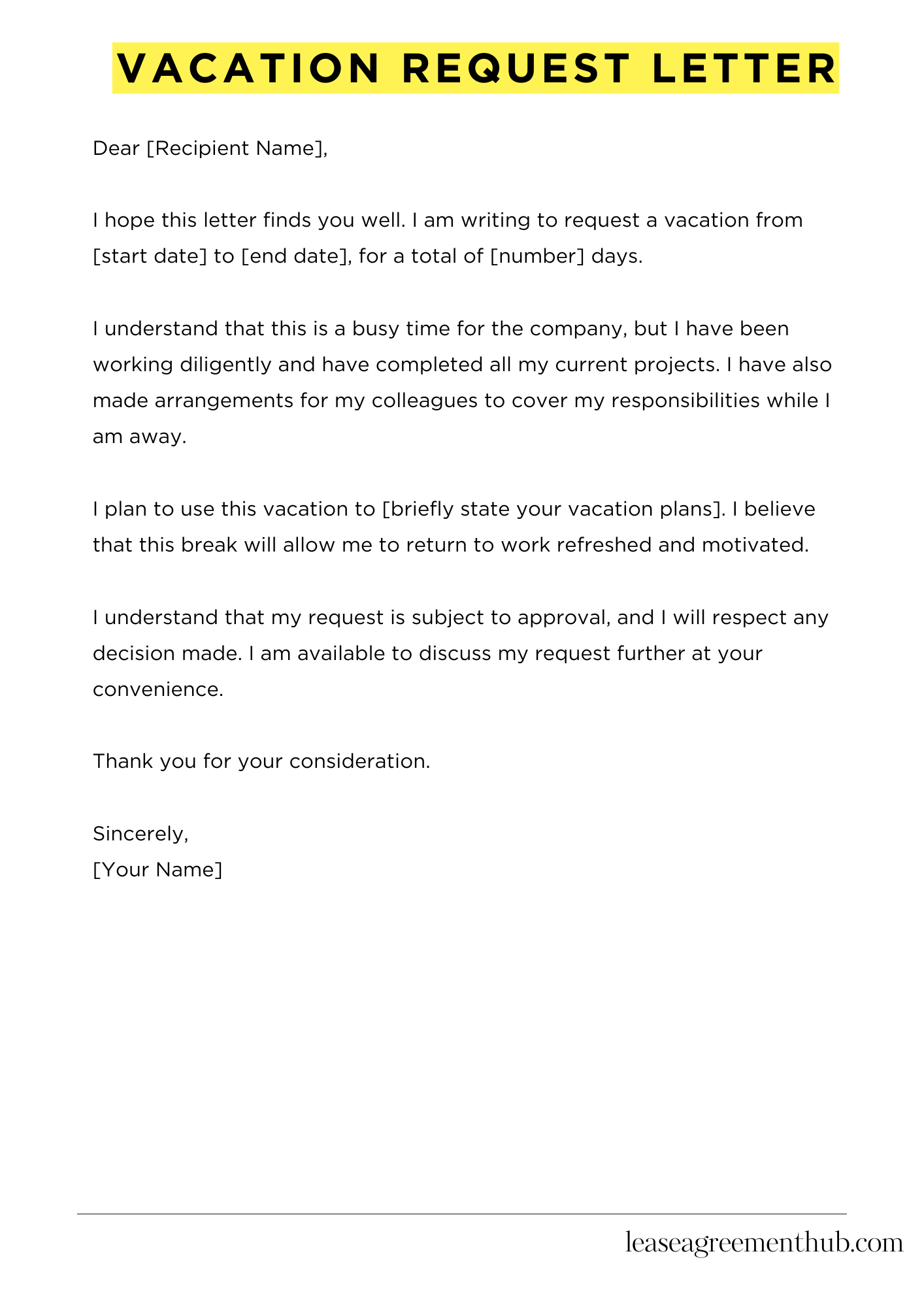 Vacation Request Letter