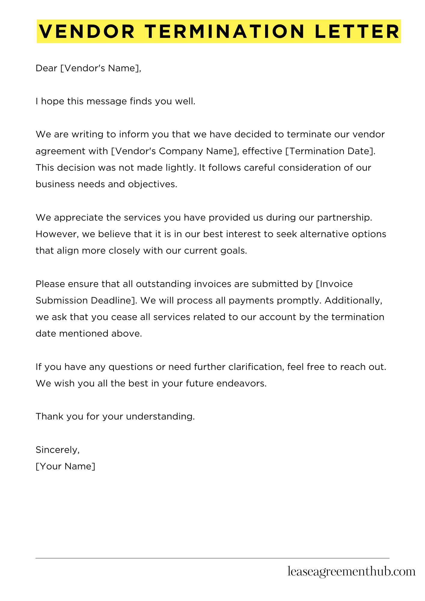 Vendor Termination Letter