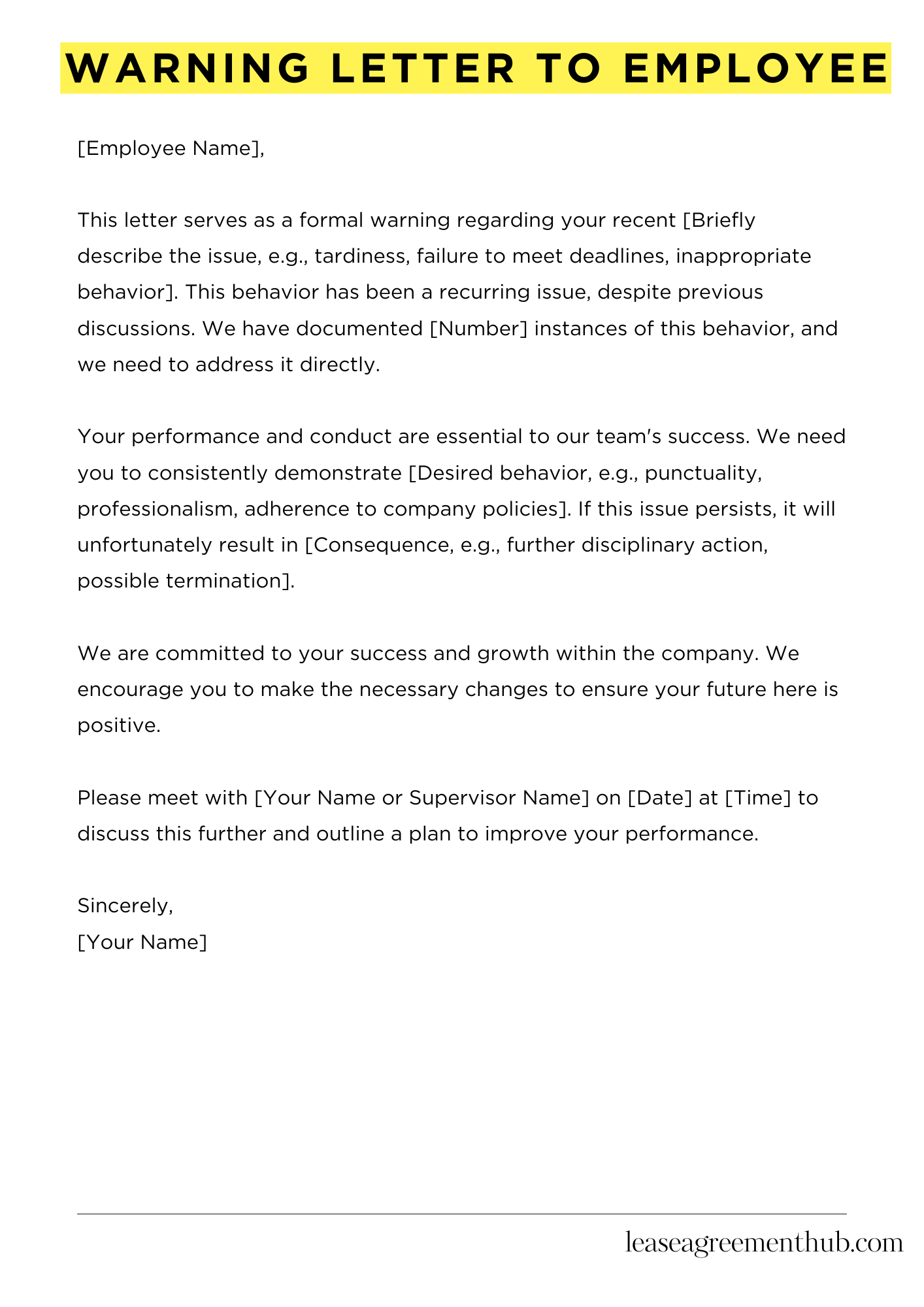 Warning Letter To Employee